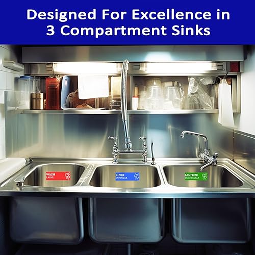 Miniatura 5 de Etiquetas para fregadero de lavado y enjuague con letrero de lavado de manos (12 etiquetas, 2 juegos, 7.3 x 2.5 pulgadas), ideal para restaurantes,