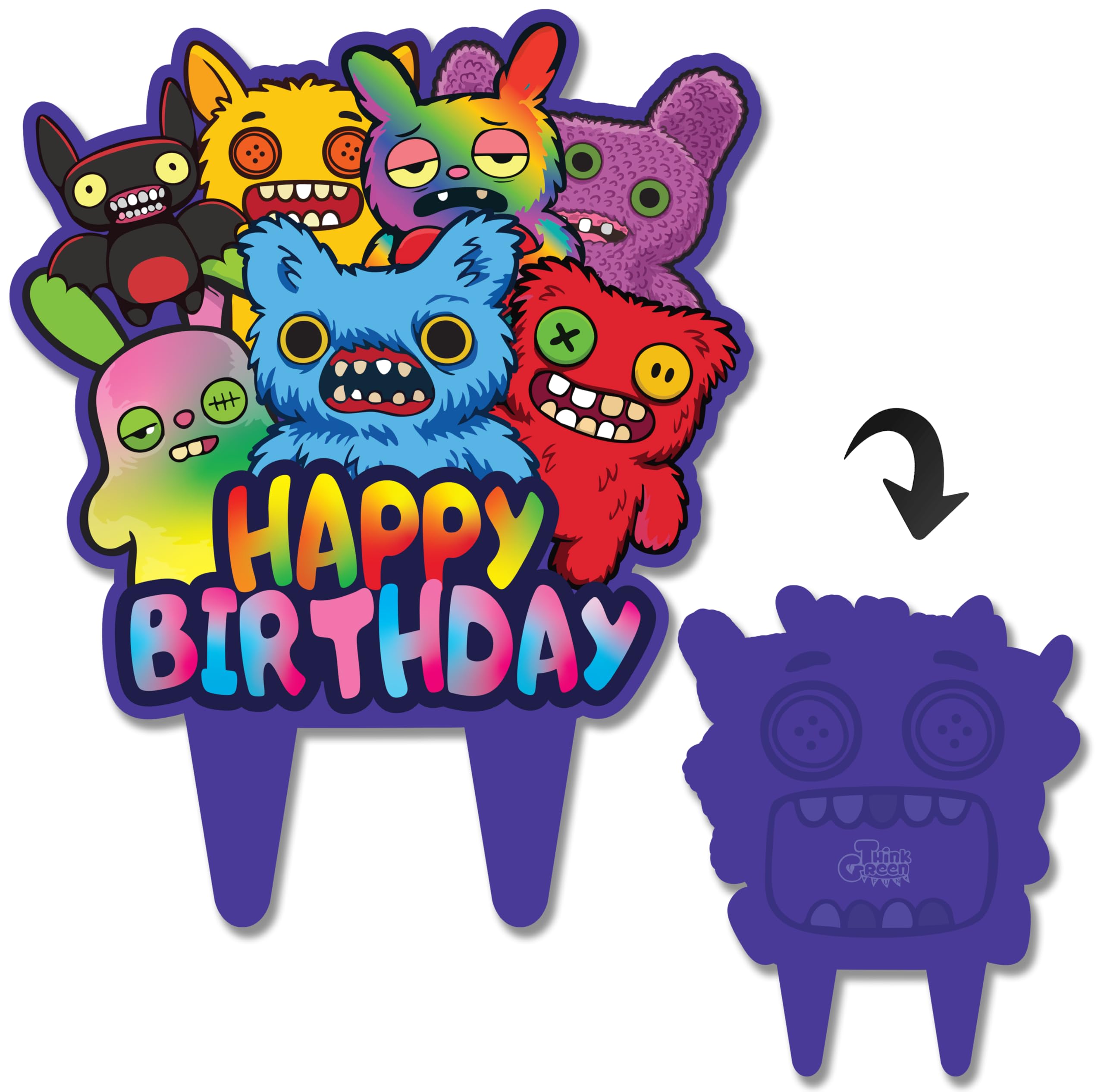 Fugly Monsters Cake Topper Kids Girls Birthday Party Decor