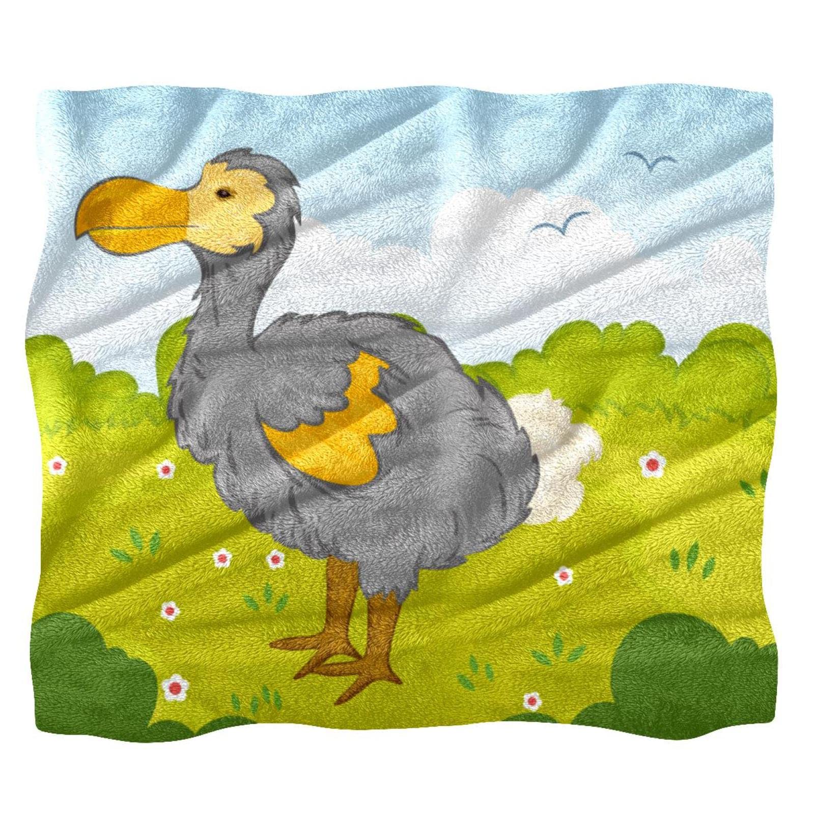 Fleece Throw Blanket Dodo Bird in Park for Couch Sofa or Bed Cozy Soft Blankets