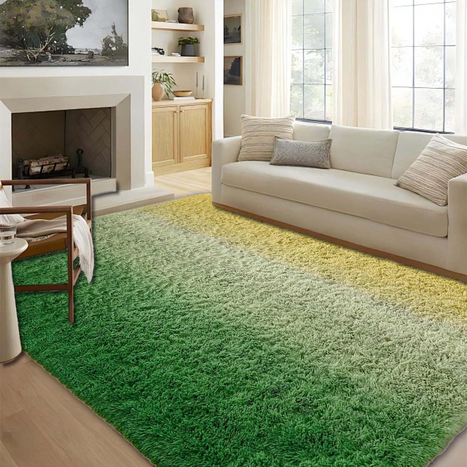 Tapis salon shaggy anti-glisse qui ne perd pas ses poils grand format