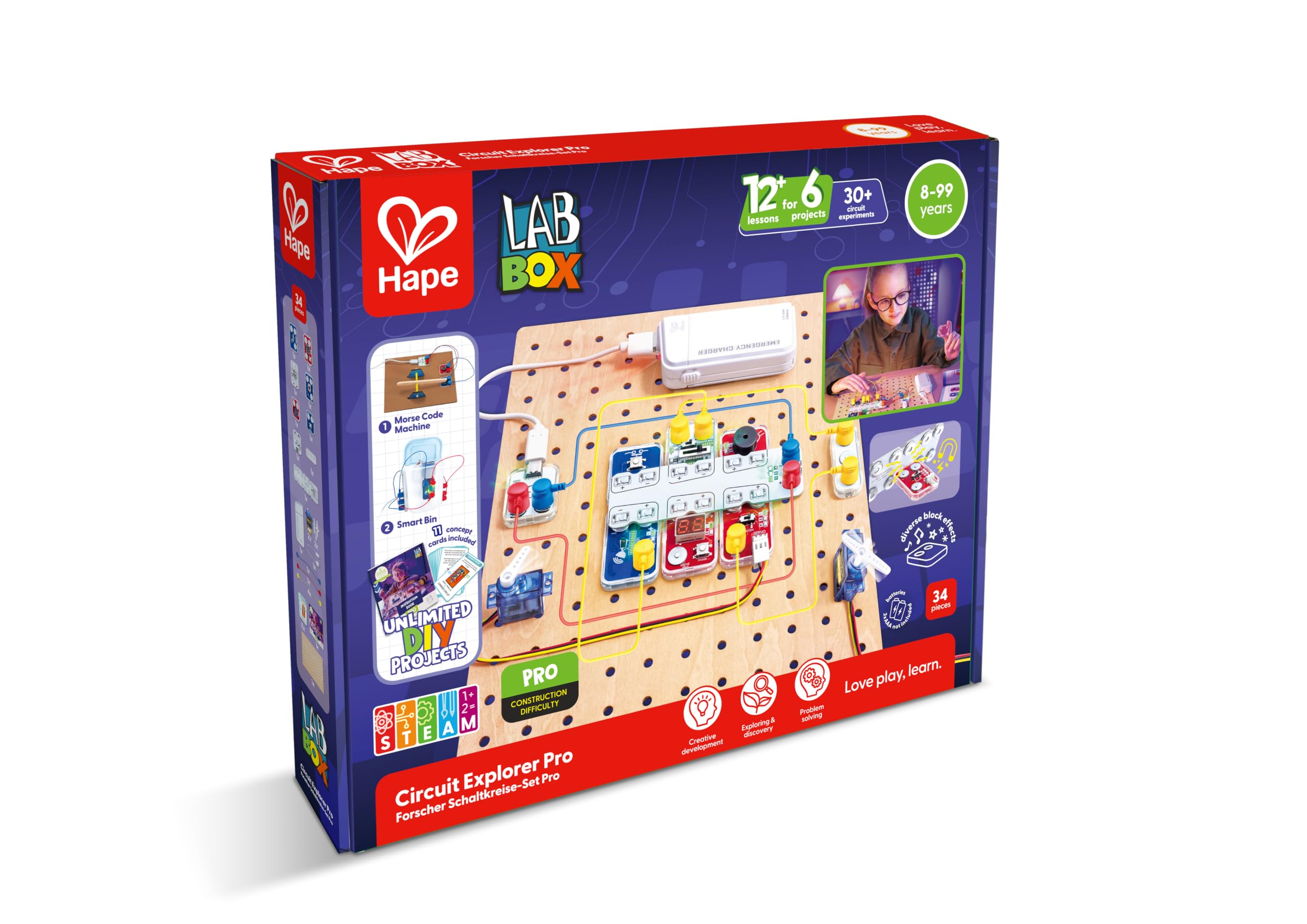 Hape Labbox Elektrobaukasten Kinder Pro, Laser Sensor, ab 8 Jahren