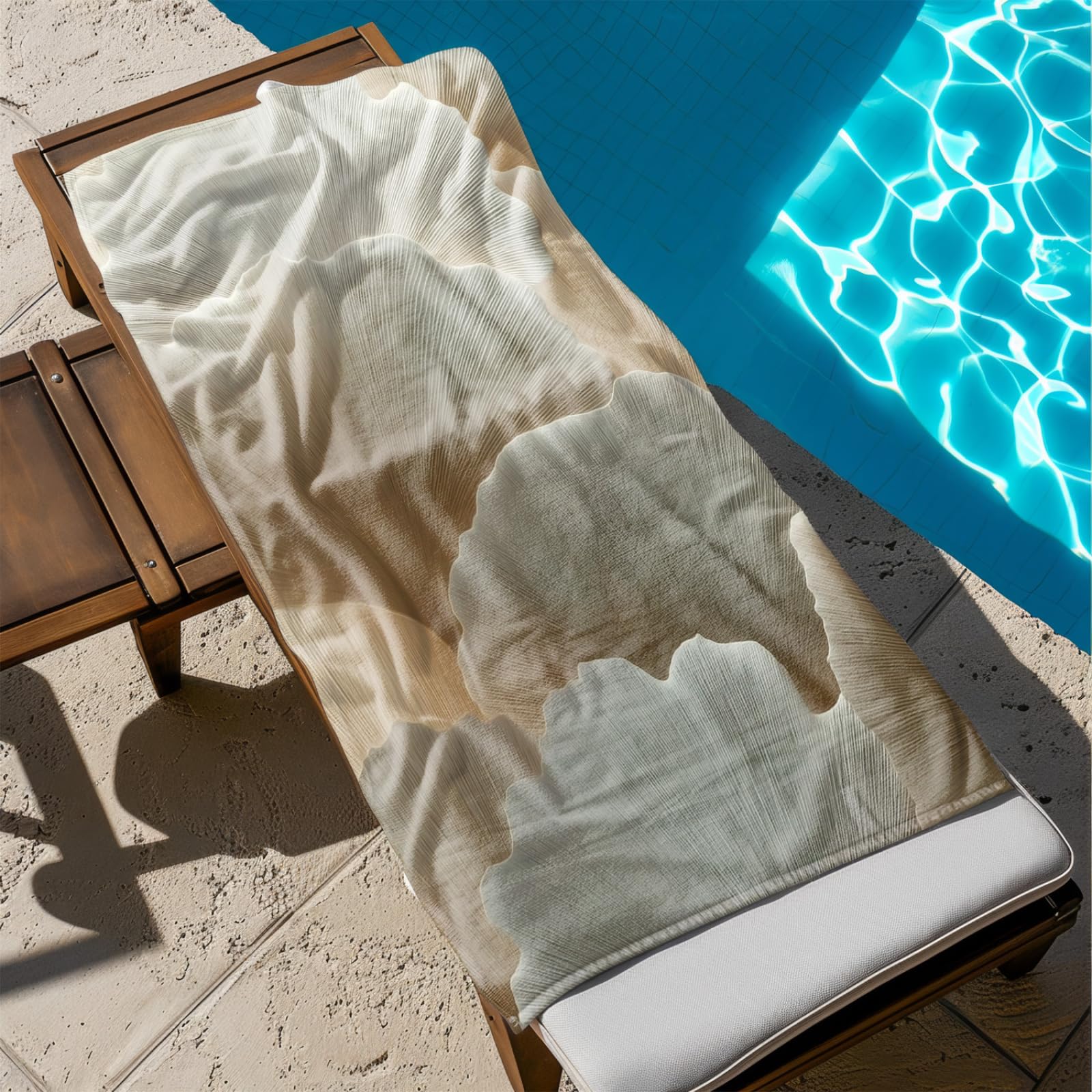 Générique Serviette de Plage 90X180 Modèle Blanc Marron Clair