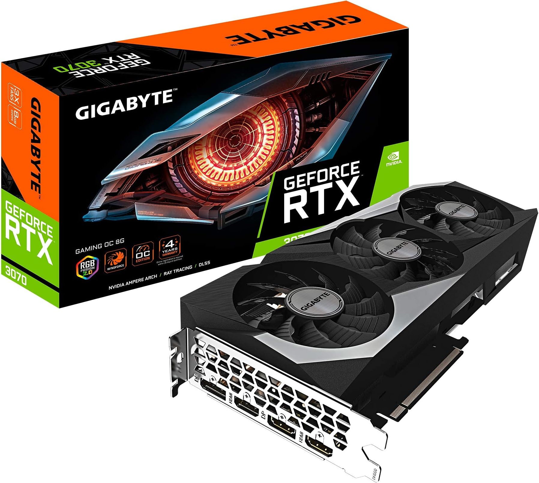Gigabyte GeForce RTX 3070 Gaming OC 8G Graphics Card WINDFORCE Fan 8GB 256-bit GDDR6 GV-N3070GAMING OC-8GD Video Card (Renewed)