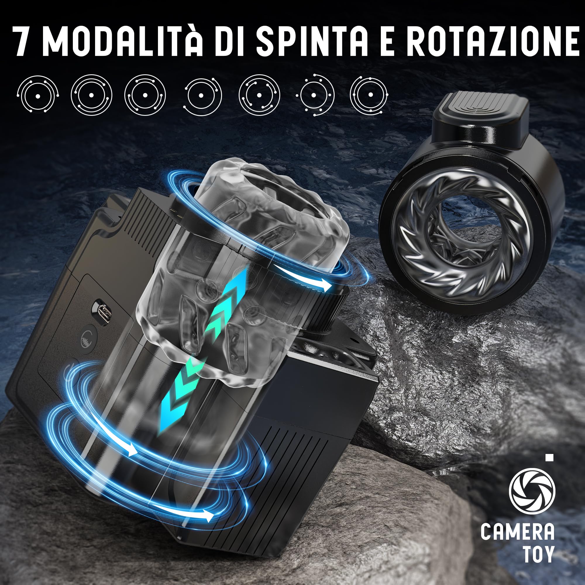 Glanvoo Masturbtore per Uomini Sex Toys, Masturbatore Maschile Automatico con 7 funzioni telescopiche e rotanti 7 modalità di vibrazione, Masturbatori Sex Toysper per Uomini, Nero