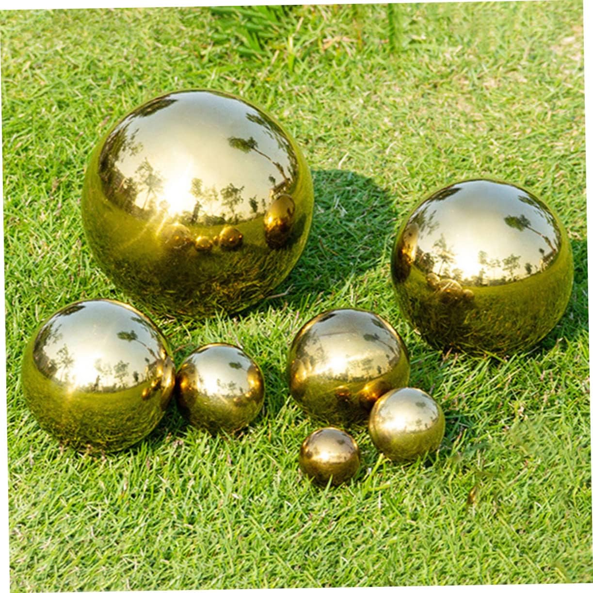 Garden Reflector Polished Hollow Garden Gazing Balls Outdoor Metal Mirror Balls Lawn Decor Ktv Disco Gold Decorations Garden Mirror Globe Grave Hat Prom Stainless Steel