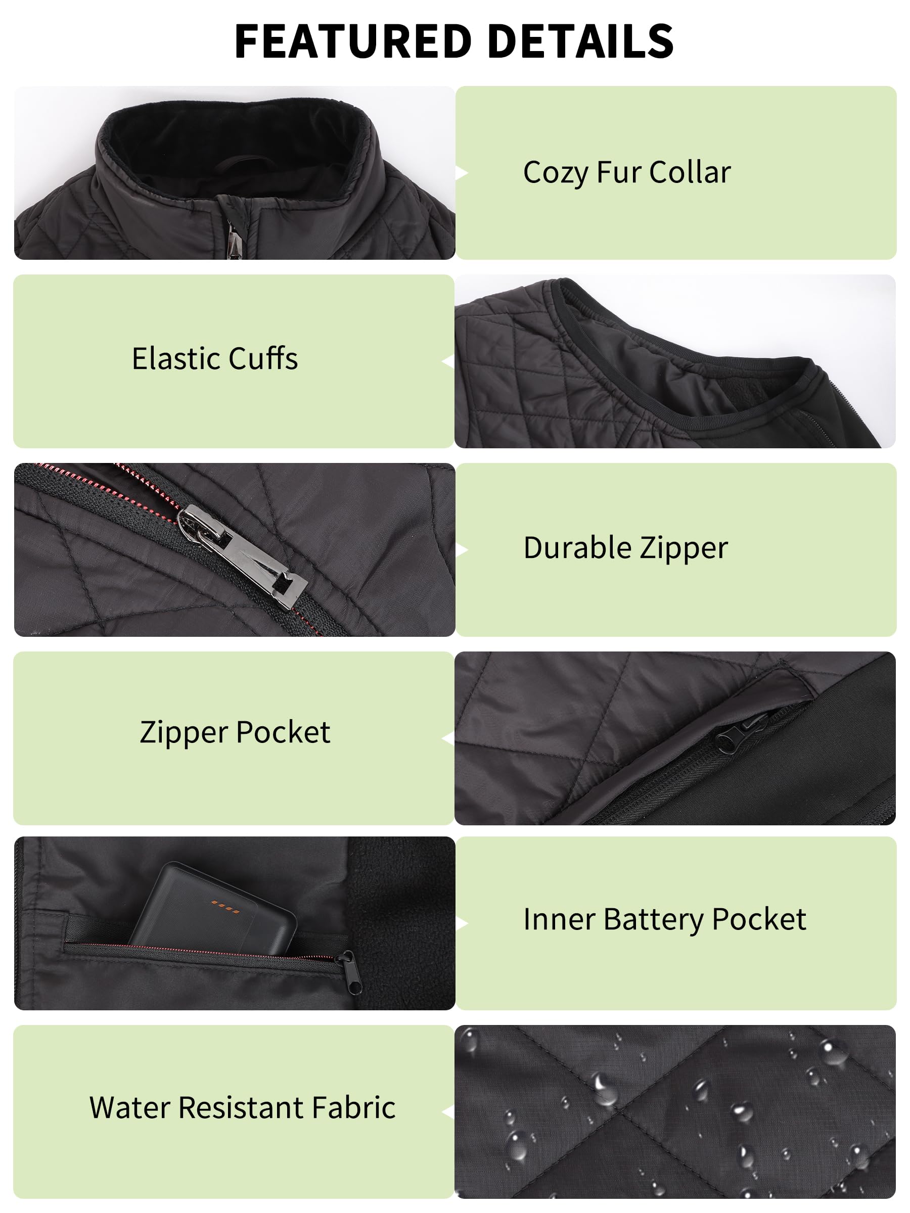 Chaleco Calefactable Mujer, Chaqueta Calefactable con Bateria 16000mAh, Chaleco Termico Eléctrico Ligero con 6 Zonas Calefactables 3 Niveles de Temperatura