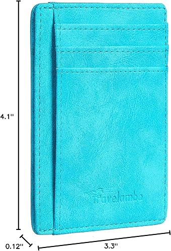 Miniatura 5 de Travelambo - Cartera de piel minimalista con bolsillo frontal tamaño mediano cartela delgada RFID dispositivos de identificación por radiofrecuencia