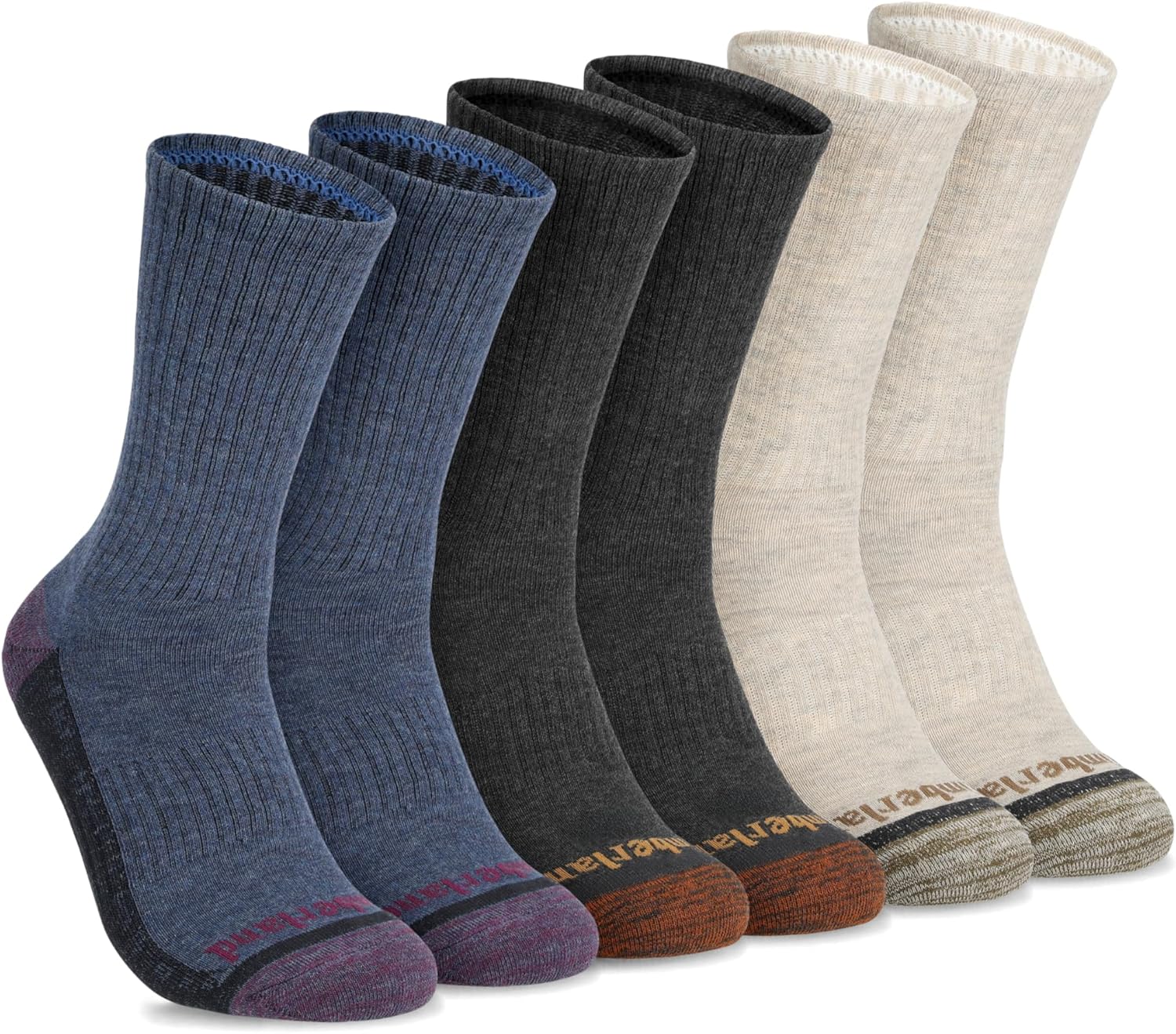 Timberland Men's Comfort Crew Socks, Arch Support, Padded Cushion, Moisture Control, Assorted 6 Pack (Size 7-12)