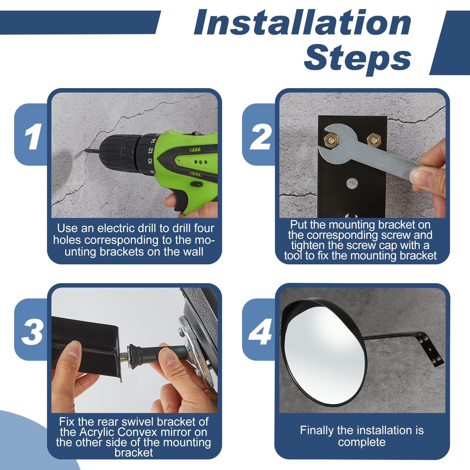 2 PCS 40 cm Miroir de circulation Sécurité,Miroir convexe à grand angle réglable, Miroir de circulation rond en acrylique,pour sorties, garages, entrées, Utilisation Extérieure et Intérieure