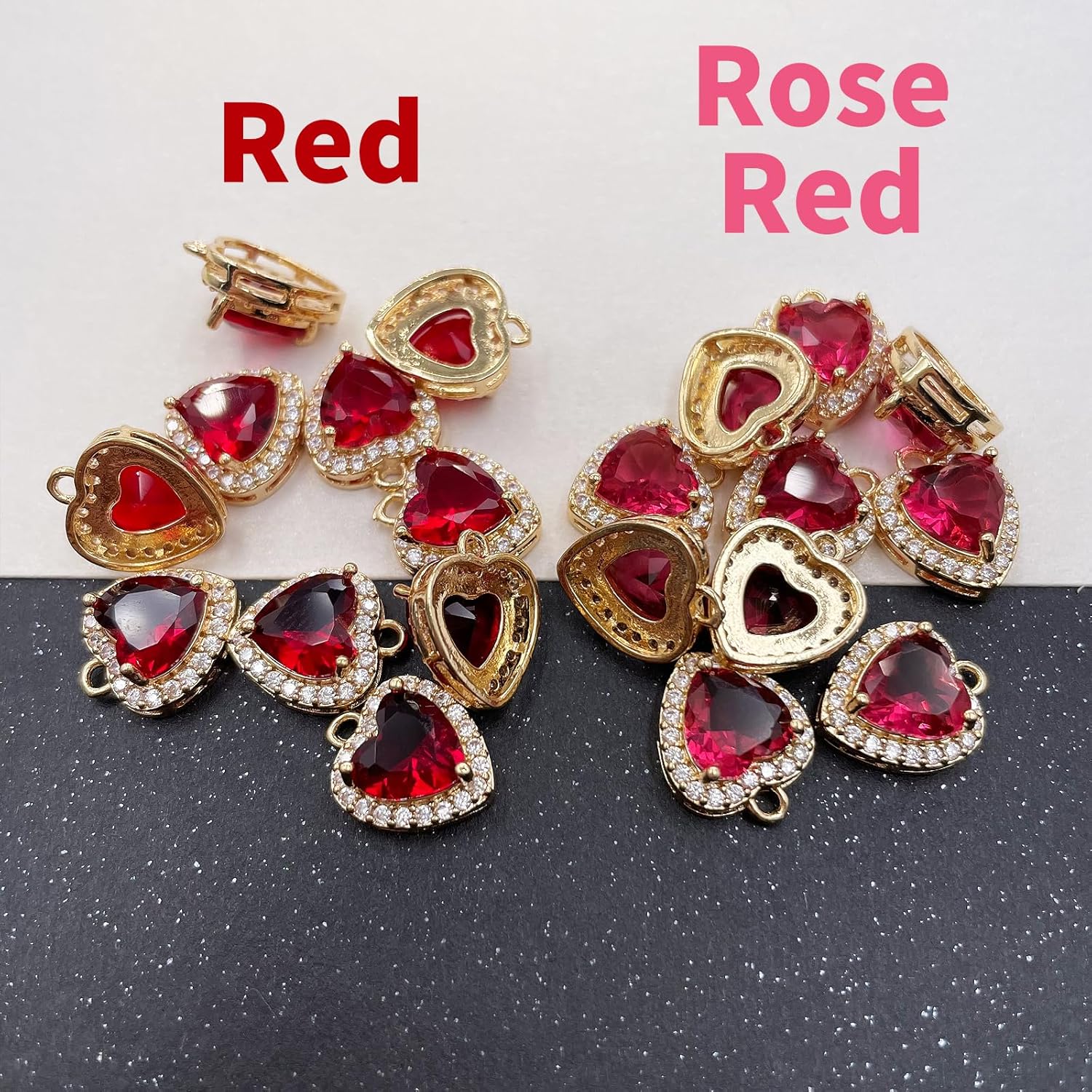 Heart Charms Crystal Zircon Rhinestone Pendants Gold Plated Brass for Jewellery Making DIY Craft Bracelet Necklace Earring - Image 6