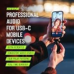 Shure MV88 USB-C Microphone for Mobile Recording, Portable Wireless Mic for Vlogging with Auto Level Mode, Real-Time Denoiser for Smart Noise Cancelling & 4 Polar Patterns, Black