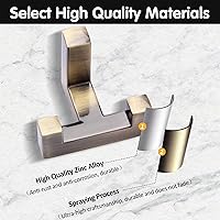 Vista 5 de Paquete de 5 ganchos de pared resistentes con tornillo, gancho doble retro para abrigos, bufandas, bolsos, toallas, llaves, sombreros, tazas (bronce)