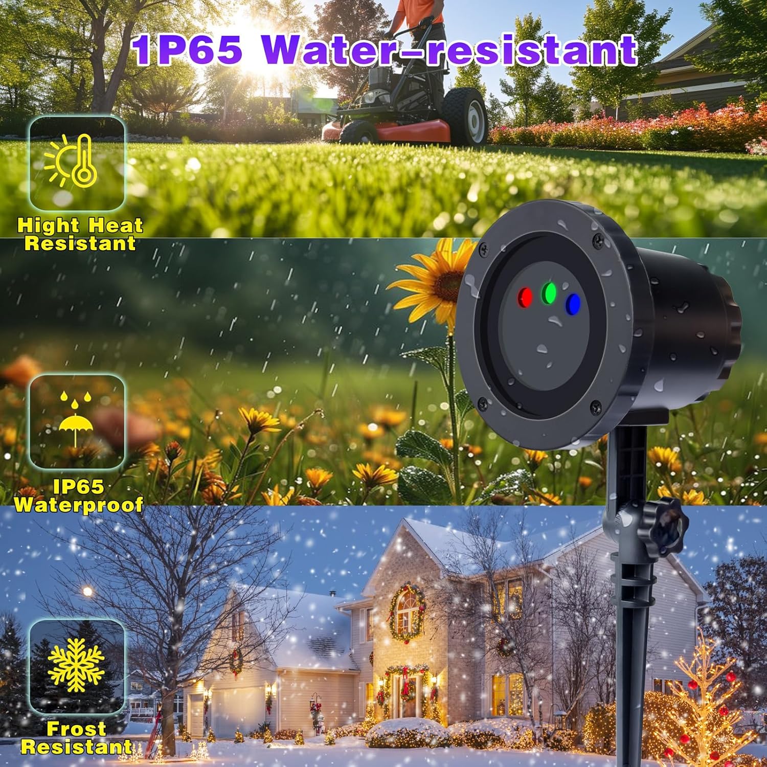 Christmas Laser Light Porjector Outdoor Waterproof, Laser Projector Lights RGB 3-Color Star Shower Laser Lights, Remote Control & Timing, Perfect for Holidays Party, Garden Décor