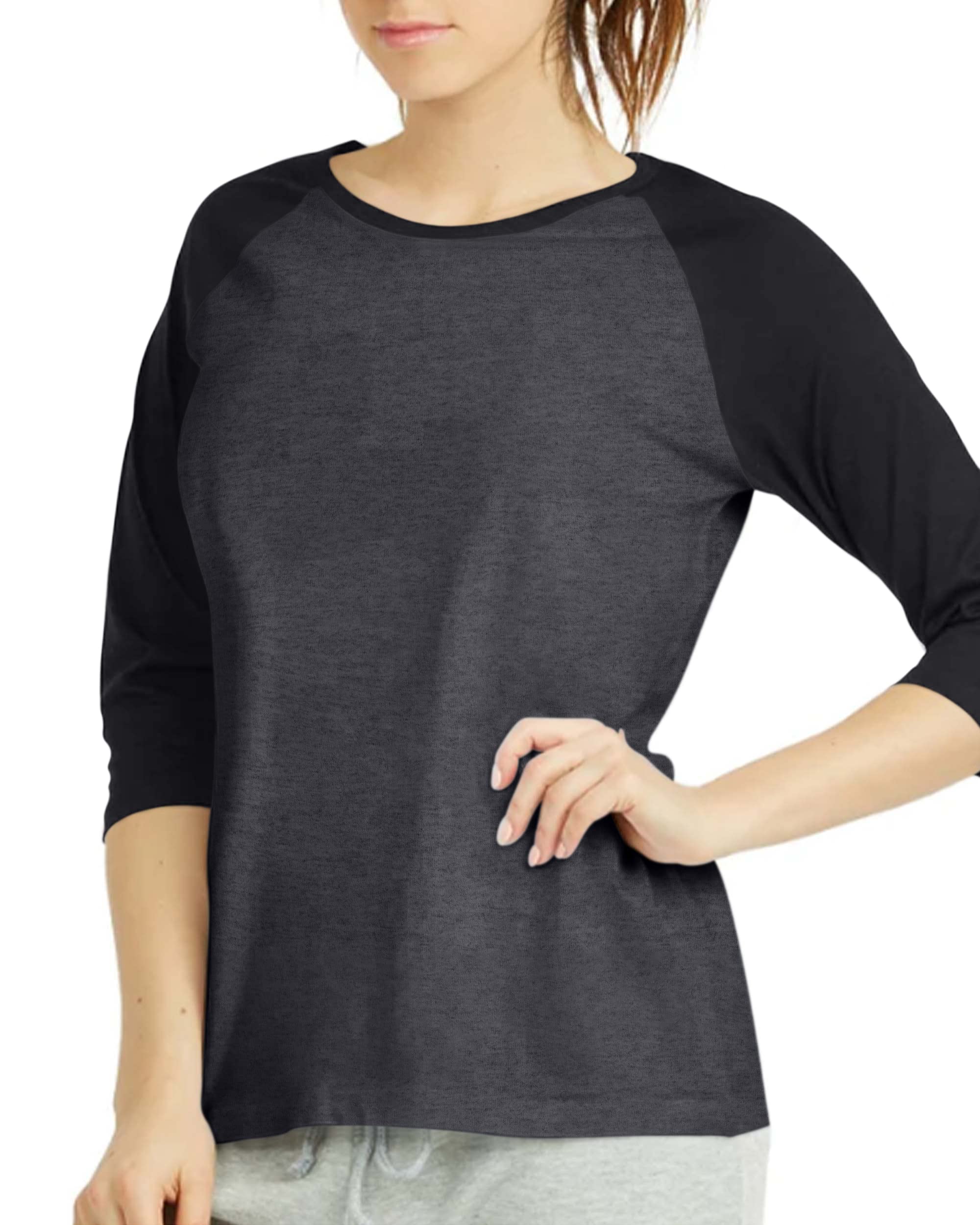 Camiseta de béisbol de manga 3/4 para mujer, camisetas raglán de manga corta