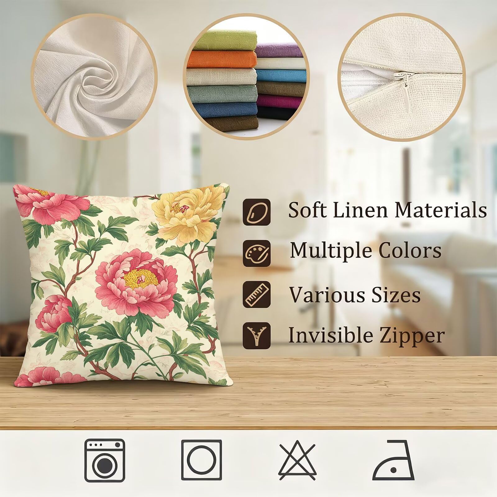 Rosa Funda Cojin 60x60 Flor Funda Almohada 60x60 Cojines Sofa Súper Suave Fundas Cojines Decorativos Fundas Almohadas 4 Piezas Almohada Cervicales y Cuello, para Hogar Cama Salon Decoracion E - 701