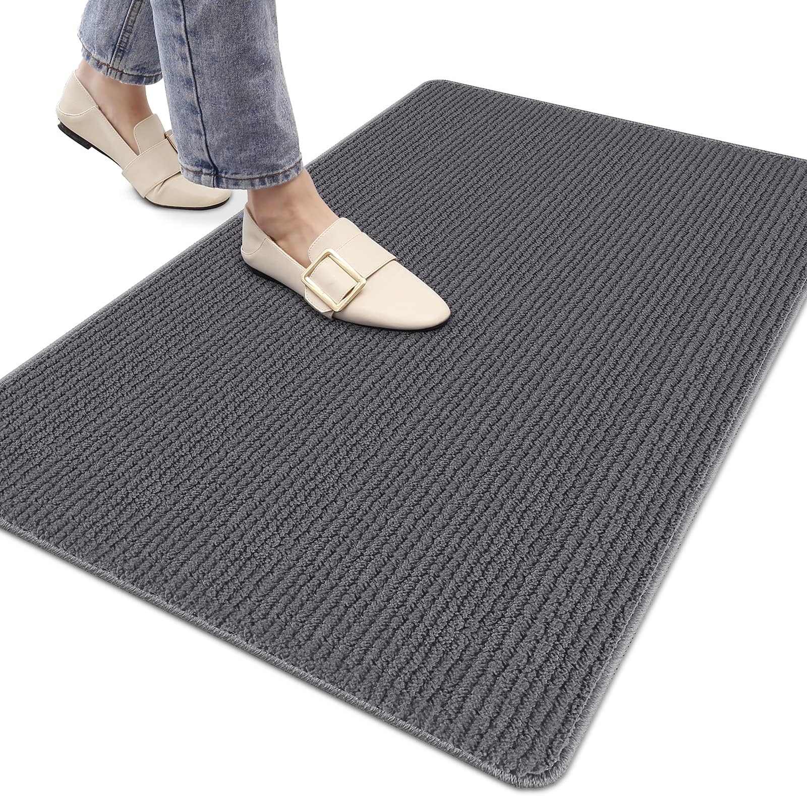 DEXIDoor Mat Entryway Doormat Front Entrance Non-Slip Low Profile Washable for Inside Entry 31.5"X47",Dark Gray