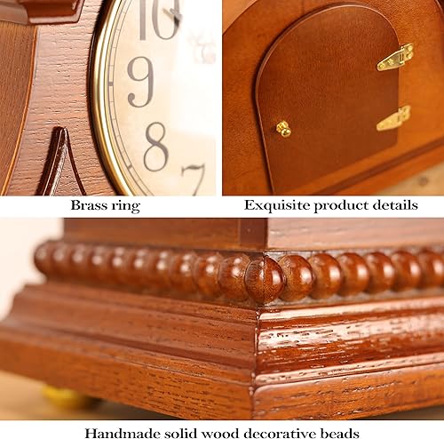 Miniatura 6 de Reloj de repisa de abuelo con timbre de horacuarto de hora, elegante marco de madera, relojes de mesa, funciona con pilas, estante de escritorio,