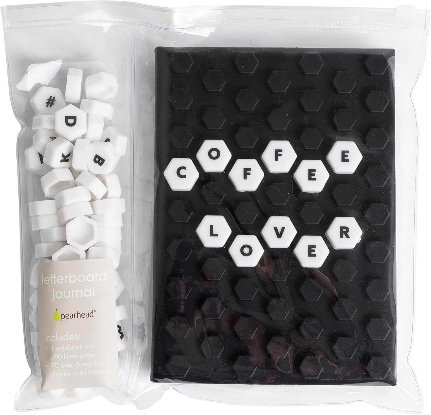 Pearhead Letterboard Composition Notebook, Customizable Silicone Cover Fidget Journal with Letters & Symbols, Lined Pages for Notes, School, Planning & Writing, Black & White - Image 7