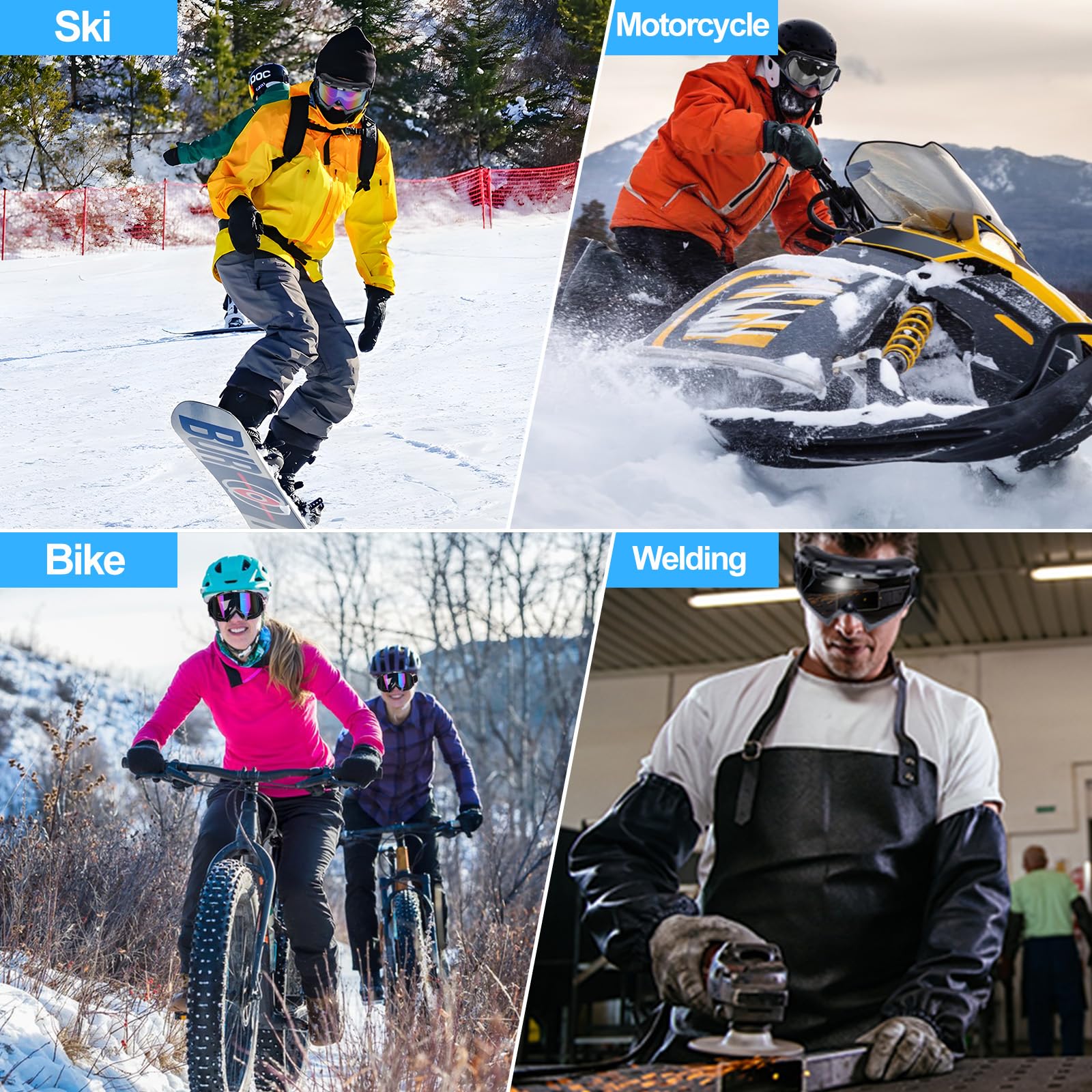 VSIFEHSO Maschera da Sci, Occhiali da Sci Anti Nebbia e Protezione UV, Maschere Sci Maschere Sci Unisex per Ciclismo Arrampicata Sci Sport All'aria Aperta