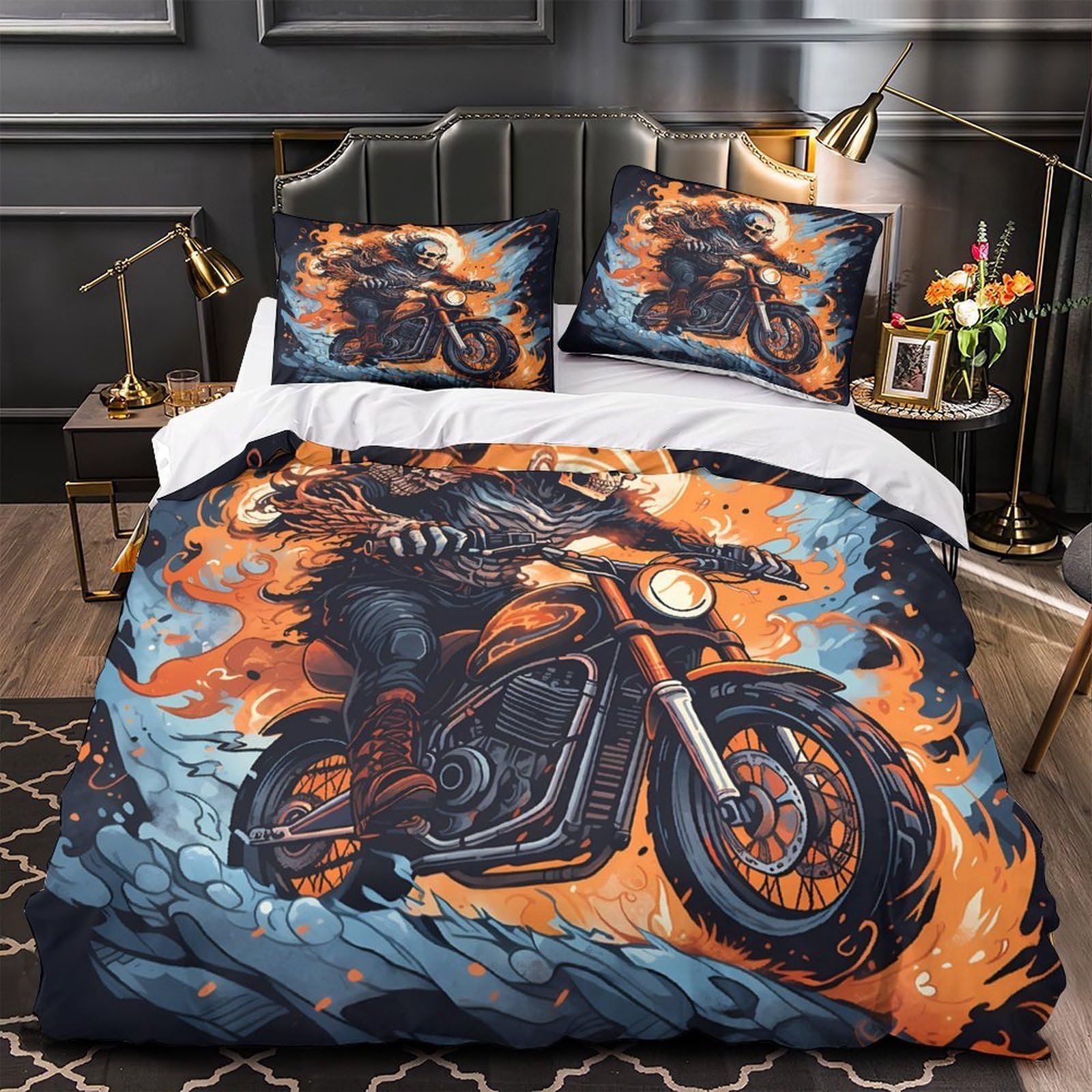 Housse de couette moto 3D super douce le cadeau parfait pour enfant et ado