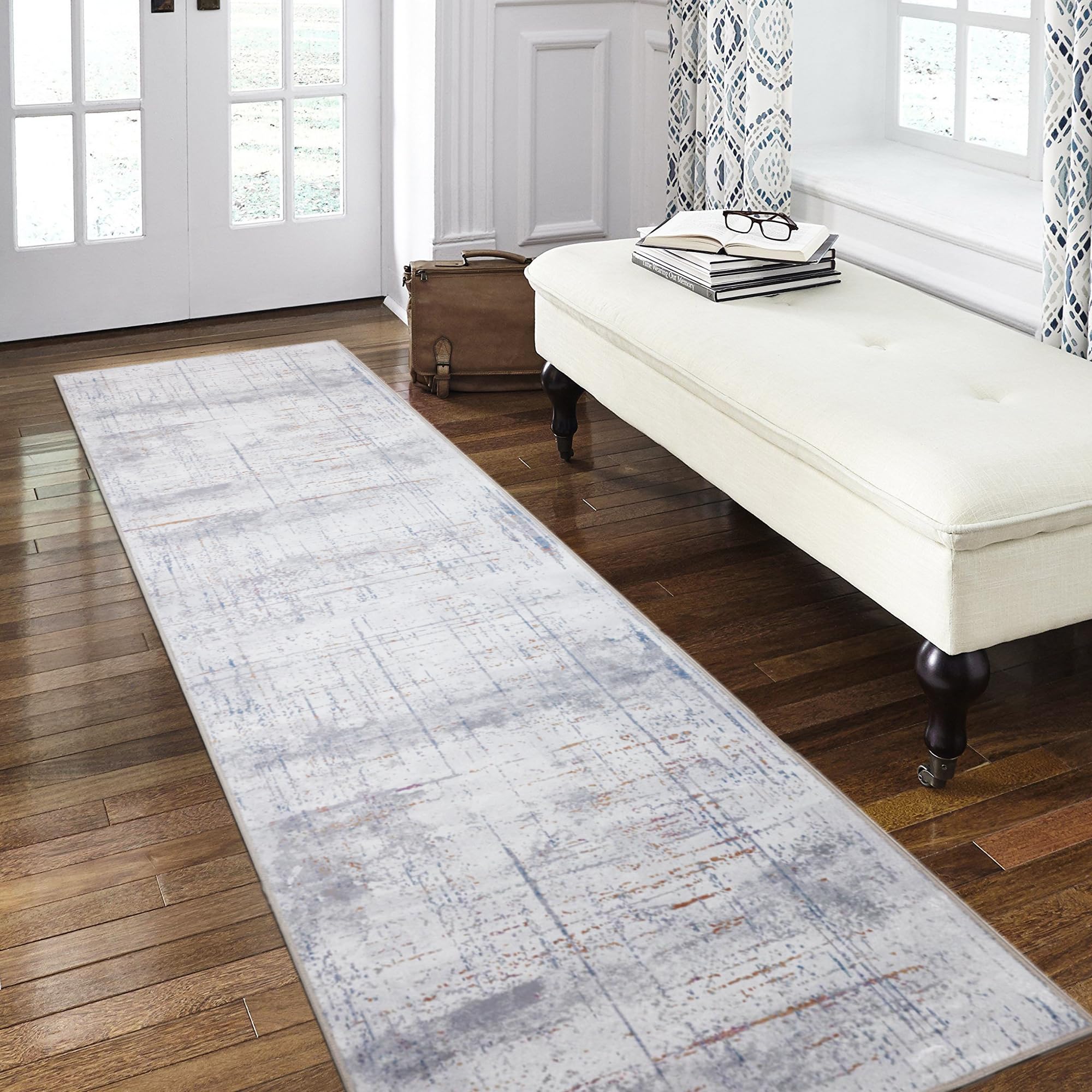 Lbris Tappeto runner lavabile, 5 x 20 cm, per corridoio, lavanderia, cucina, ingresso e bagno, antiscivolo, antimacchia, non perde pelo, moderno