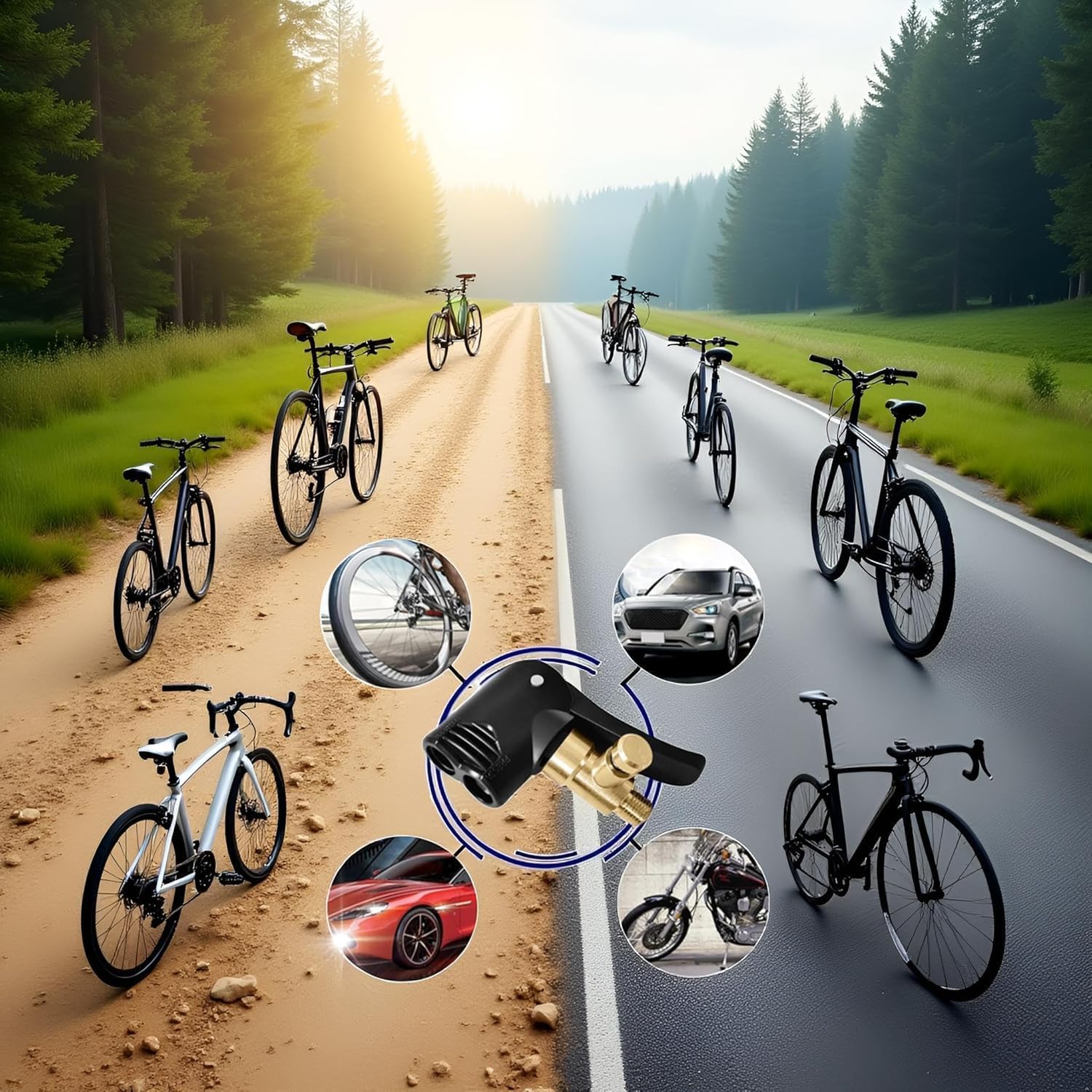 2Pcs Dual-Use Bike Valve Adapter - Presta Valve Pump Connector Head for Road/Mountain Bikes, Black Aluminum Alloy Tire Inflation Tool Compatible with Track Pumps and Tubes Accessories