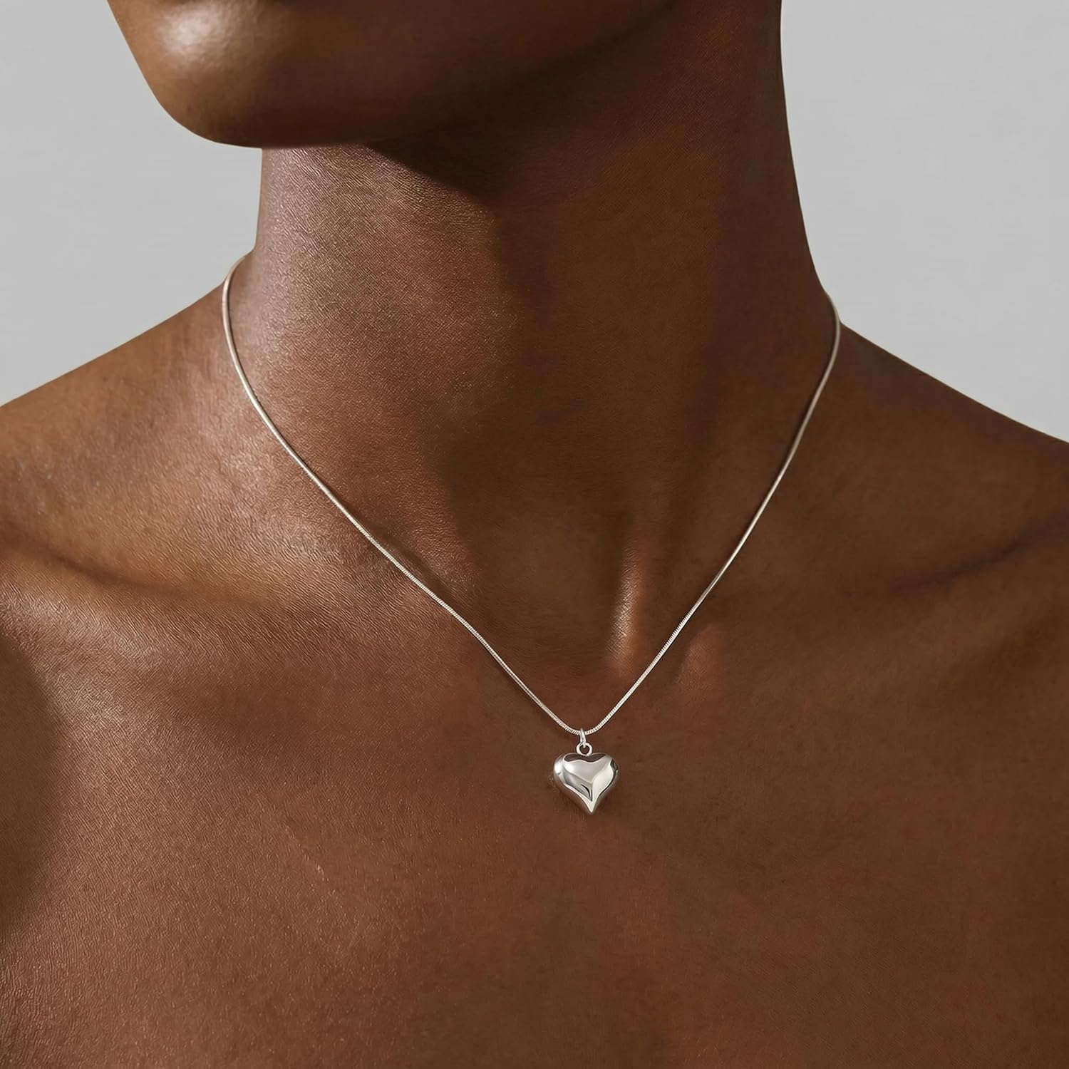 SLUYNZ 925 Sterling Silver Love Heart Choker Necklace for Women Teens Chunky Love Heart Necklace Pendant Mother's Day Necklace - Image 4