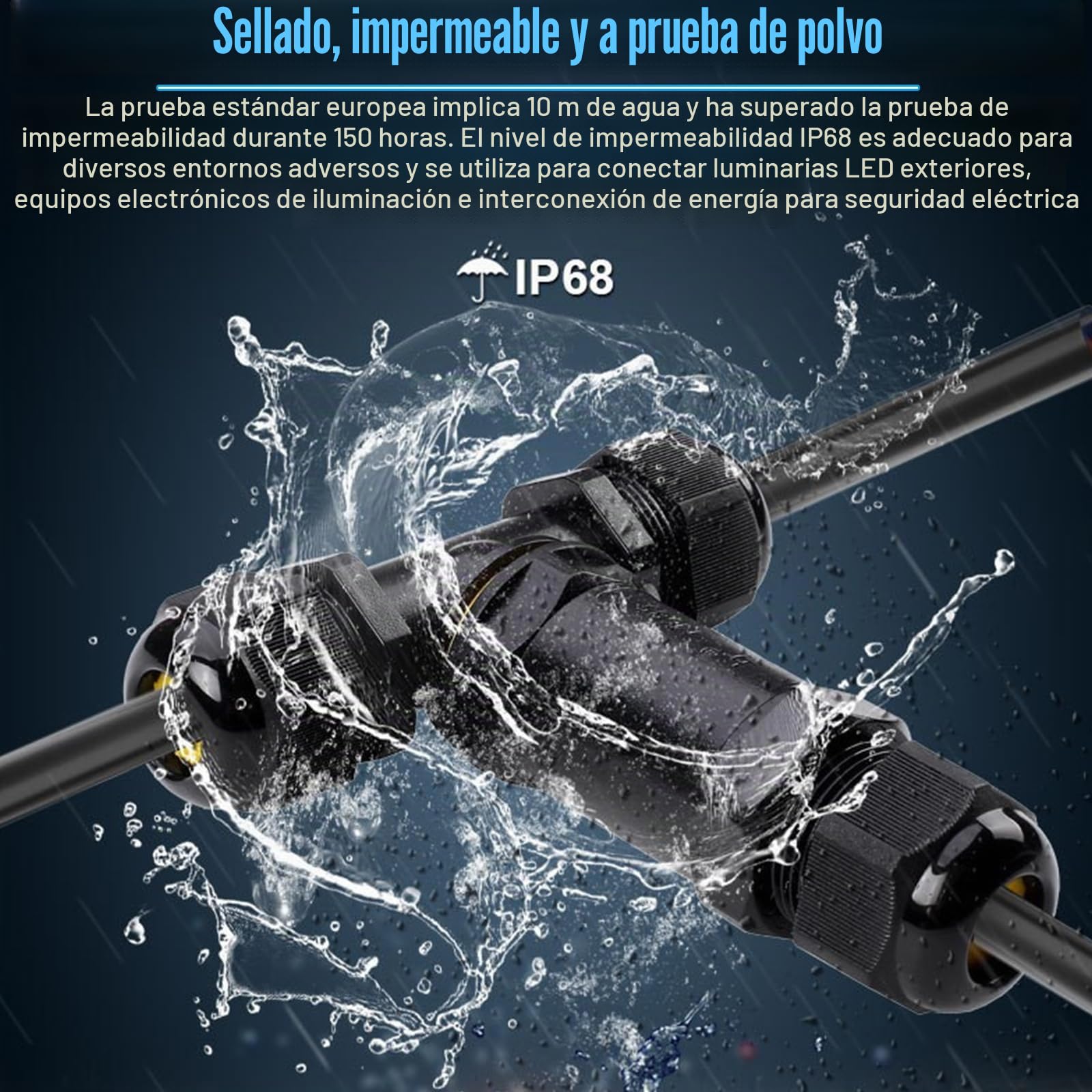 5 conectores de cable resistentes al agua: conector de cable IP68 en forma de T, manguito de 3 pines de 12 mm, caja de derivación
