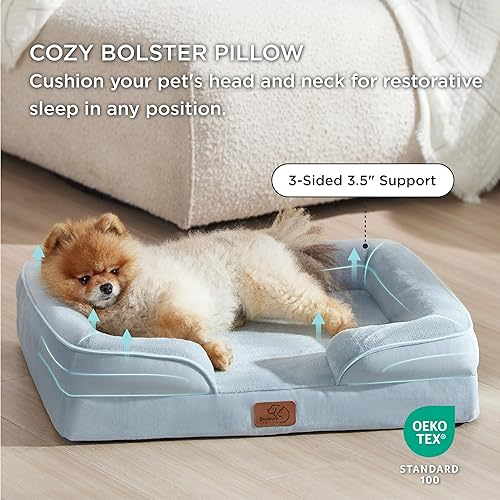 Miniatura 532 de Bedsure - Cama ortopédica XXL para perros, sofá cama lavable para perros gigantes, espuma de soporte con funda extraíble y lavable, forro Marrón