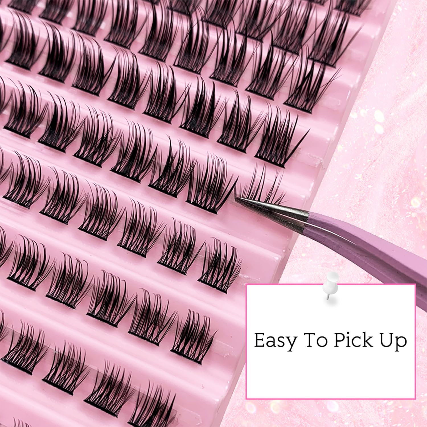 Selawasty Lash Clusters Eyelashes Cluster Lashes Individual Lashes Eyelash Extensions DIY Lash Extensions D Curl Volume Wispy Soft Comfortable Band Individual False Lashes 120Pcs(8-16mm-S-D05) - Image 3