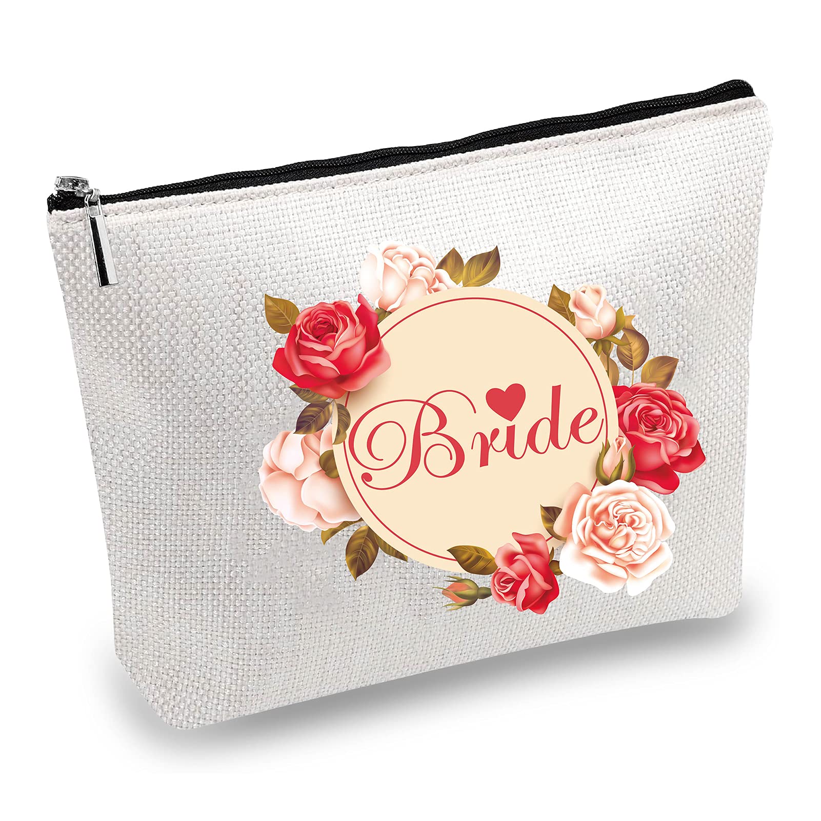 CREATCABIN Bride Canvas Makeup Bags Cosmetic Multi-Purpose Pen Case Toiletry Funny Travel Bag with Zipper Supplies Engagement Gifts for Women Wedding Bachelorette Party Vacation Travel 10 x 7inch โ image 1