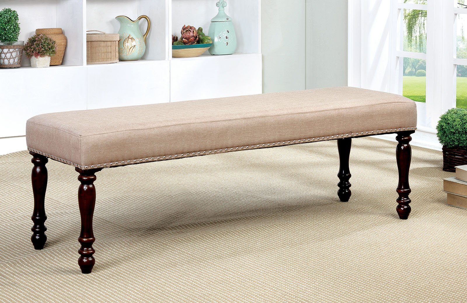 William's Home Furnishing CM3133BN Hurdsfield Bench Beige