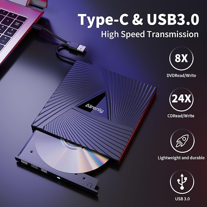 Lectora y Unidad Combo USB-C 2-en-1 DVD y SSD NVMe miniatura 5
