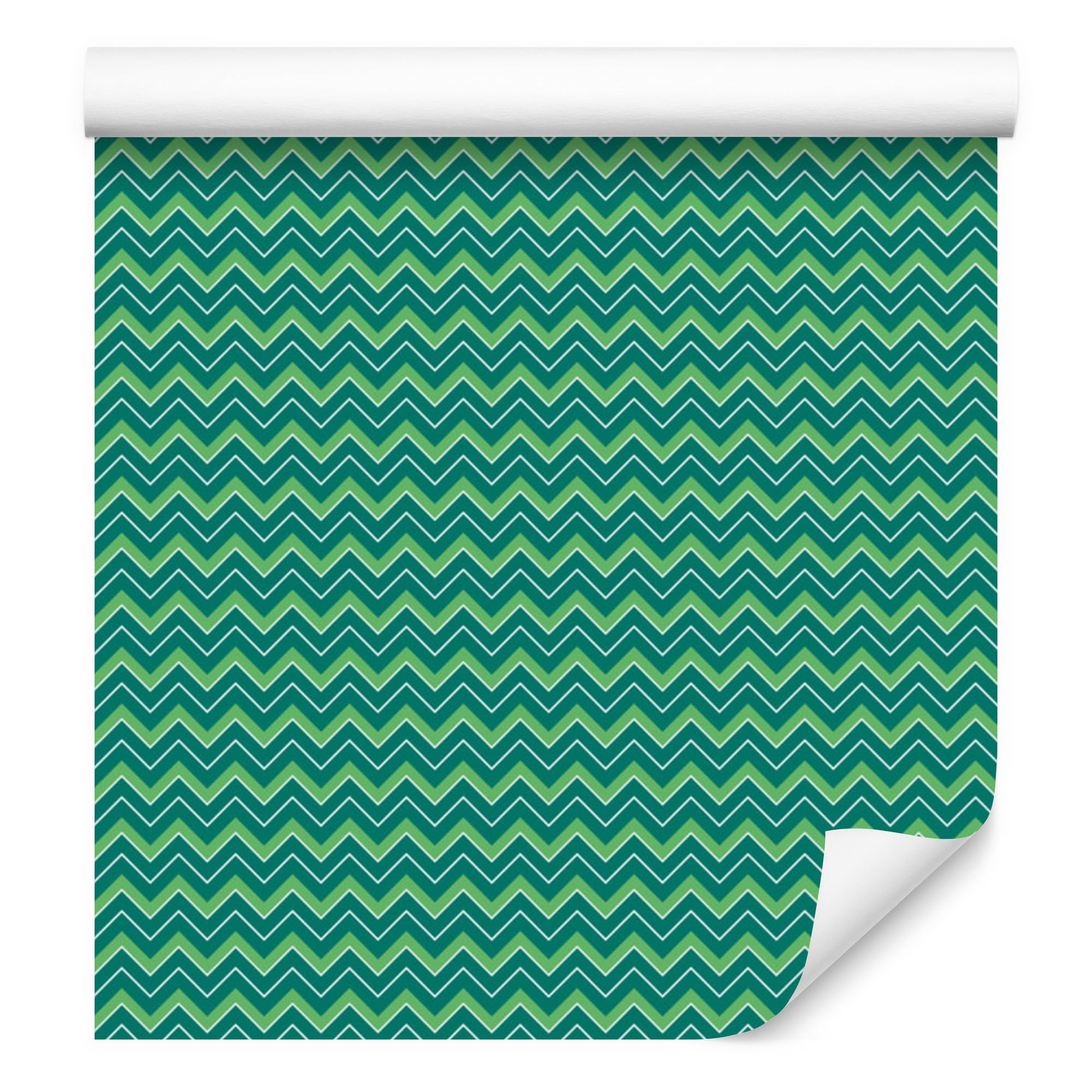Vliestapete Zickzack – Petrol 50 x 1000 cm | Ausdrucksstarke Bildgestaltung; Charaktervoller Raumschmuck; Harmonische Akzentfläche; Kleister im Set