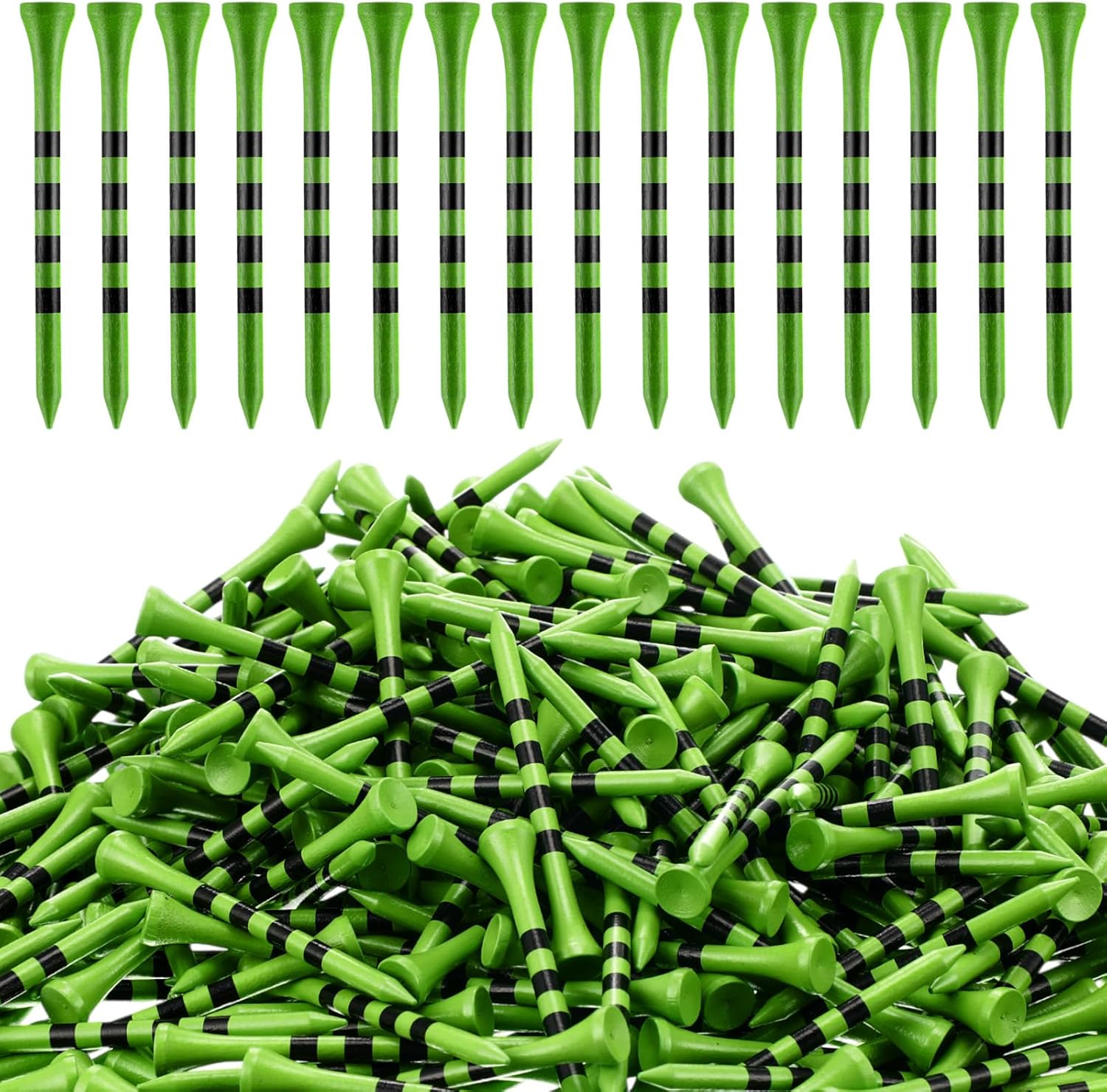 Vinsot 1000 Pcs Golf Tees Bulk 3-1/4 '' Wooden Bamboo Tees Decoration for Men Women Clubs Golf Ball Theme Party Accessories School Supplies(Green Black,Stripe)