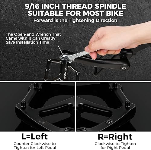 Miniatura 5 de Hapleby Pedales de bicicleta de alta calidad de 916 pulgadas, pedal plano profesional de bicicleta de montaña y carretera con 2 rodamientos