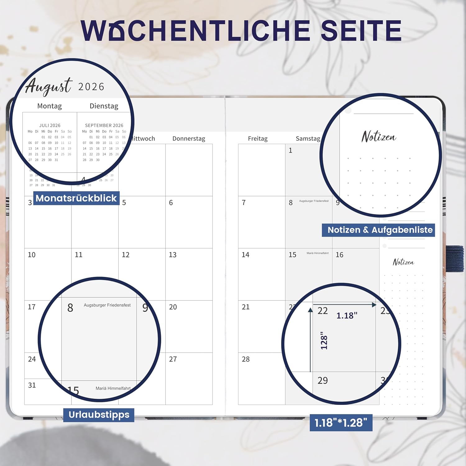 Calendar 2024 - A5 Diary 2024 from January to December, Weekly Planner 2024 with Inner Pocket, Elastic Closure, Calendar 2024 Book Calendar, 21.3 x 14.7 cm