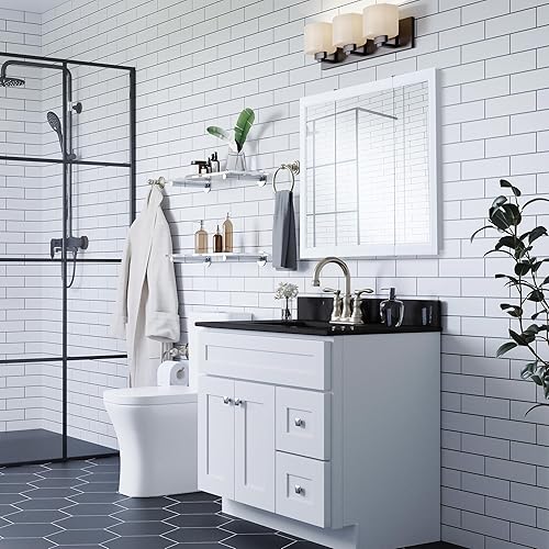 Miniatura 2 de Design House 545103-WHT Wyndham Botiquín - Marco blanco duradero montado - Armario de pared de baño con puerta espejada, 36 pulgadas - 4.75 x 36 x