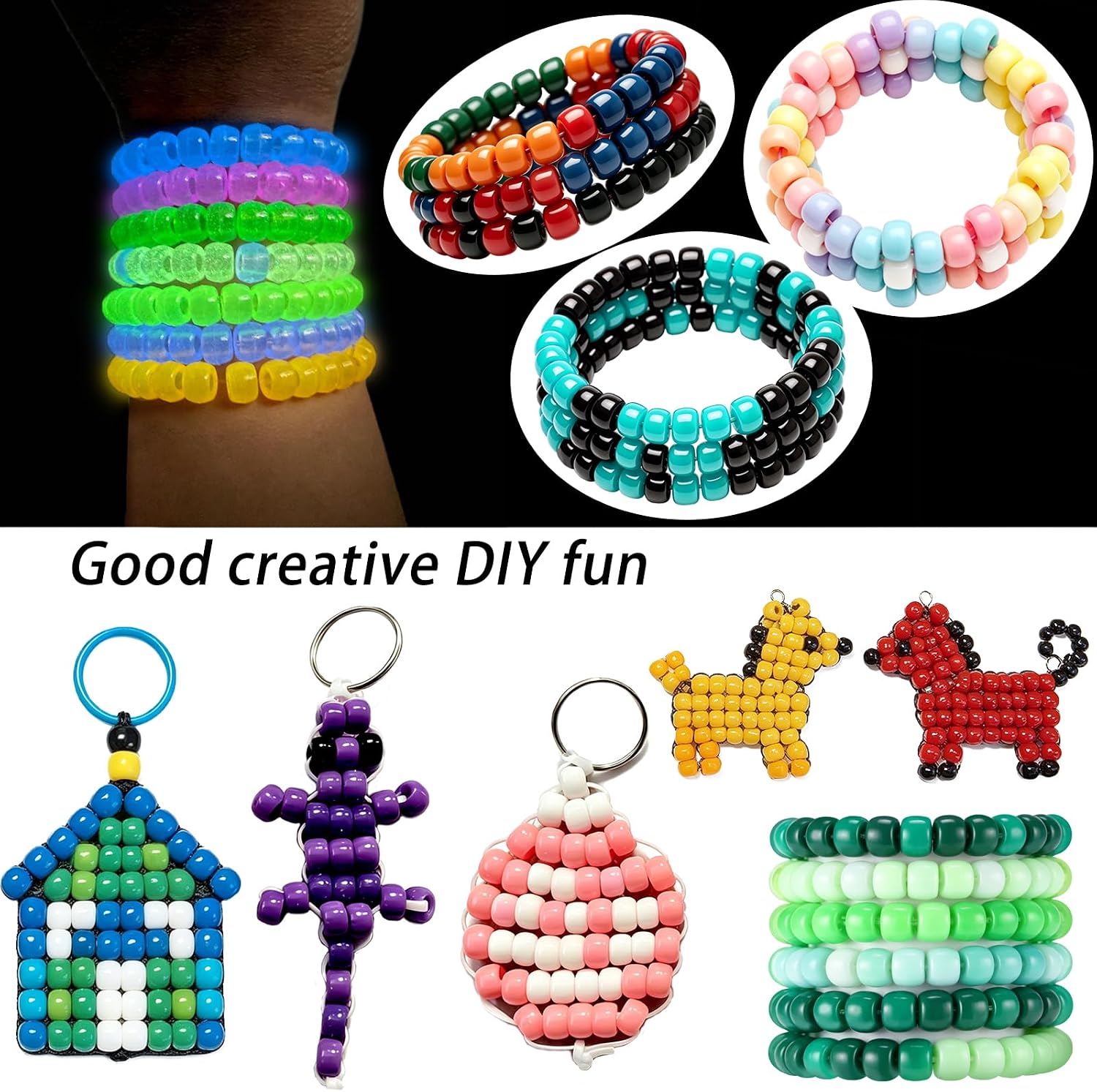 YMSDZHL 1000+PCS Bracelet Making Kit, Neon Bead Friendship Jewelry Necklace kit 25 Colors 9mm Pony Beads for Bracelet Making Beads, Letter Bead, DIY Crafts Gifts for Girls