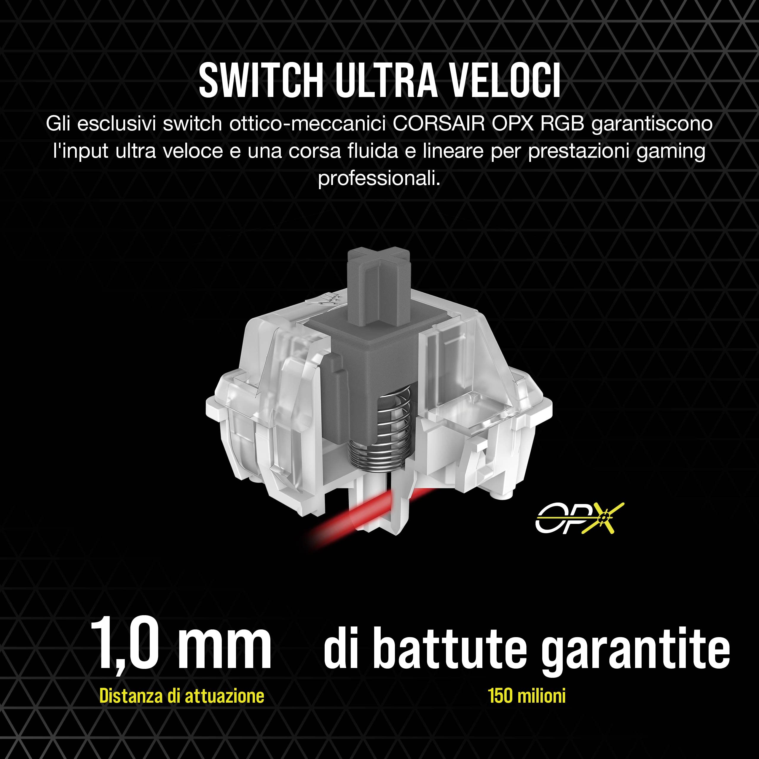 Corsair K70 PRO RGB Tastiera da Gioco Cablata Ottico-Meccanica - Interruttori Lineari OPX - Keycaps a Doppio Scatto PBT - Compatibile con iCUE - QWERTY IT - PC, Xbox - Nero