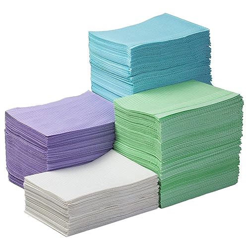 Miniatura 9 de Baberos dentales JMU, desechables, con 3 capas, estilo servilleta de papel, impermeables, para pacientes