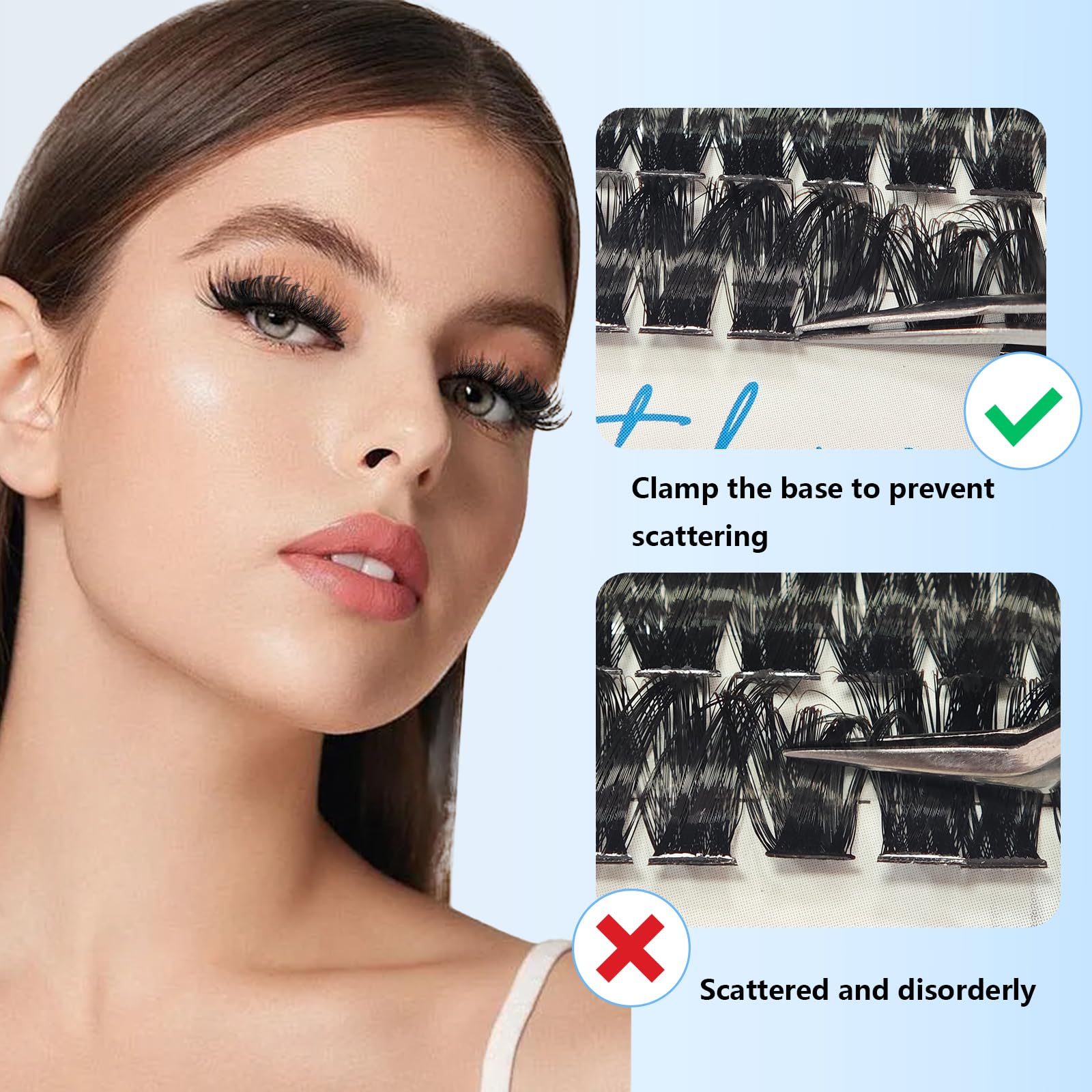 520 sztuk sztucznych rzęs naturels klaster lasze dla kobiet i dziewcząt puszysty rosyjski zestaw do rzęs D Curl Black Light Cluster Lashes sztuczne rzęsy 10-16 mm Mix (60-100-120-150D)