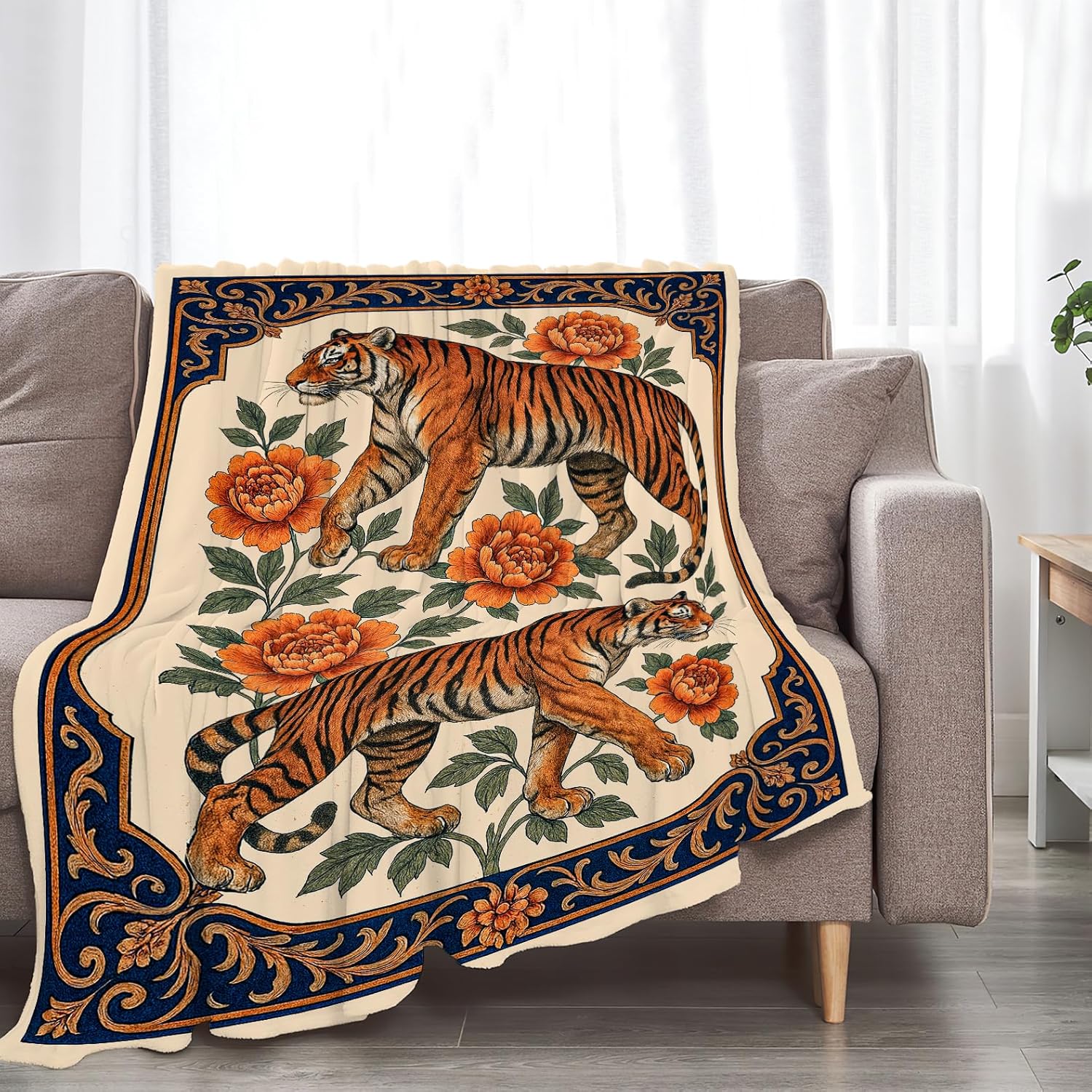 Tiger Blanket Super Soft Warm Fluffy Fleece Flannel Asian Oriental Animal Throw Blanket Cozy Fuzzy Plush Stuff Bedding Blankets Gifts for Women Kids Boys Girls Adults 50"X40" - Image 4