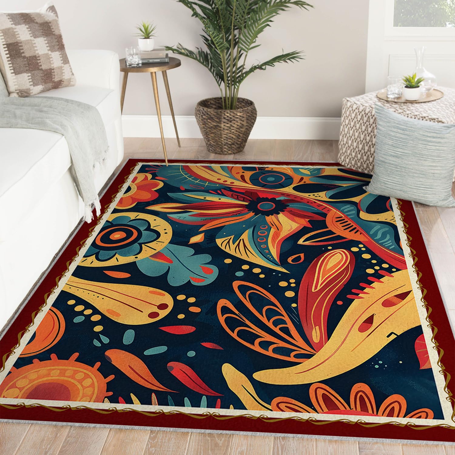 Tapis antidérapant 160x200cm à poils bas facile à nettoyer