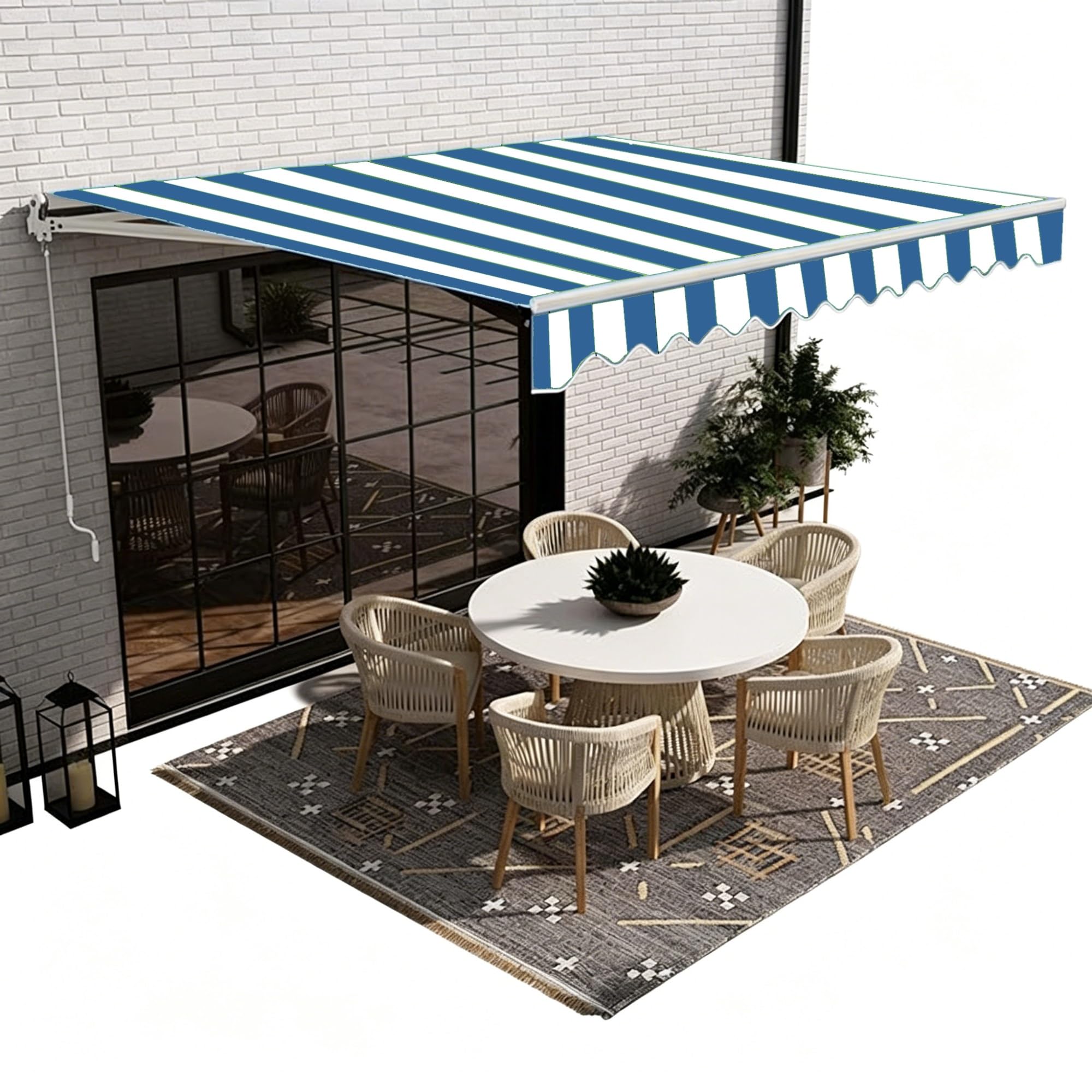 Funda de repuesto de tela retráctil impermeable para toldo exterior de patio de 288 x 198 cm