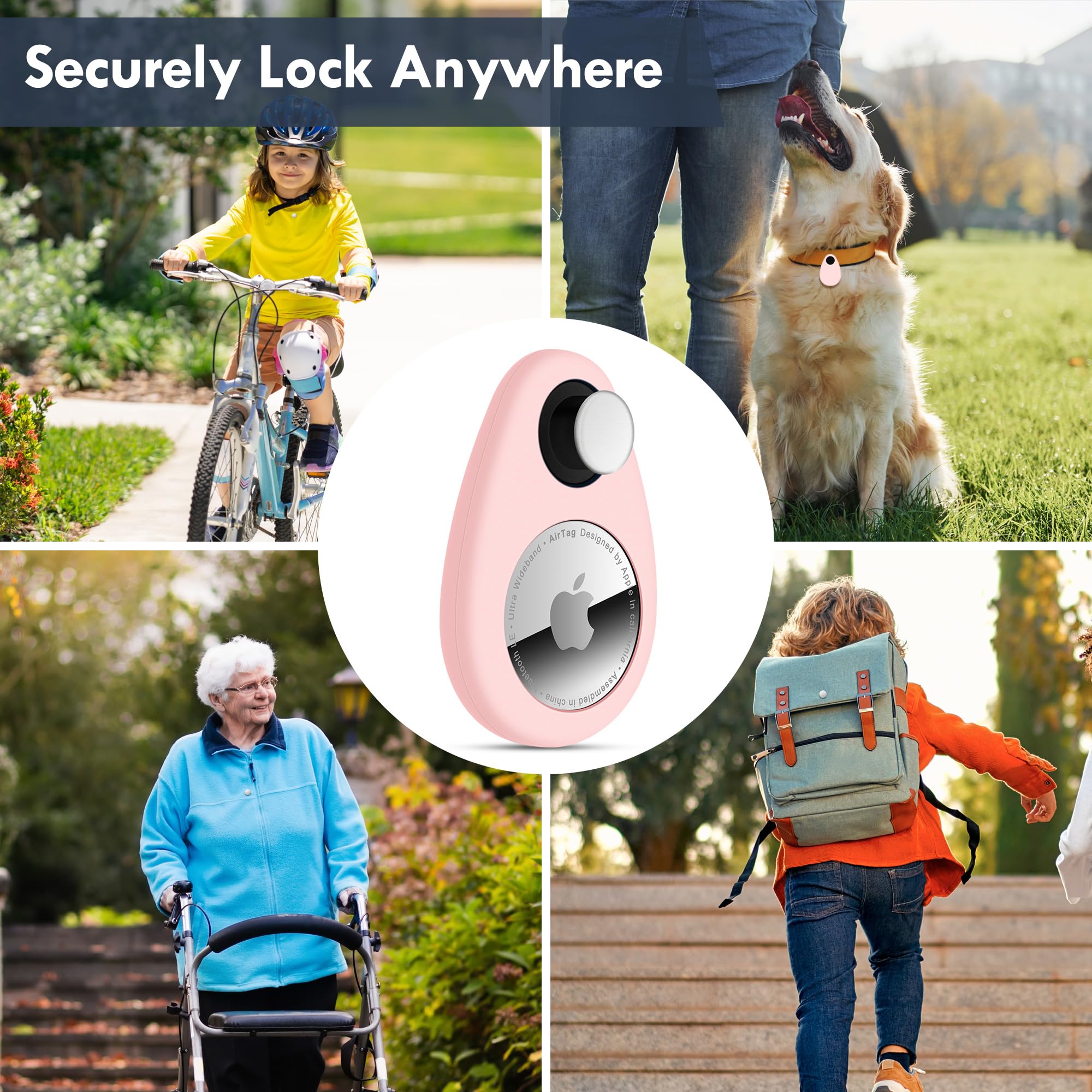 4 Supporti In Silicone A Forma Di Cuore Per Airtag, Con Spilla In Acciaio. Custodie Per Tracker GPS Da Appuntare Sui Vestiti Di Bambini E Anziani. Colori: Nero, Blu, Rosa, Bianco.