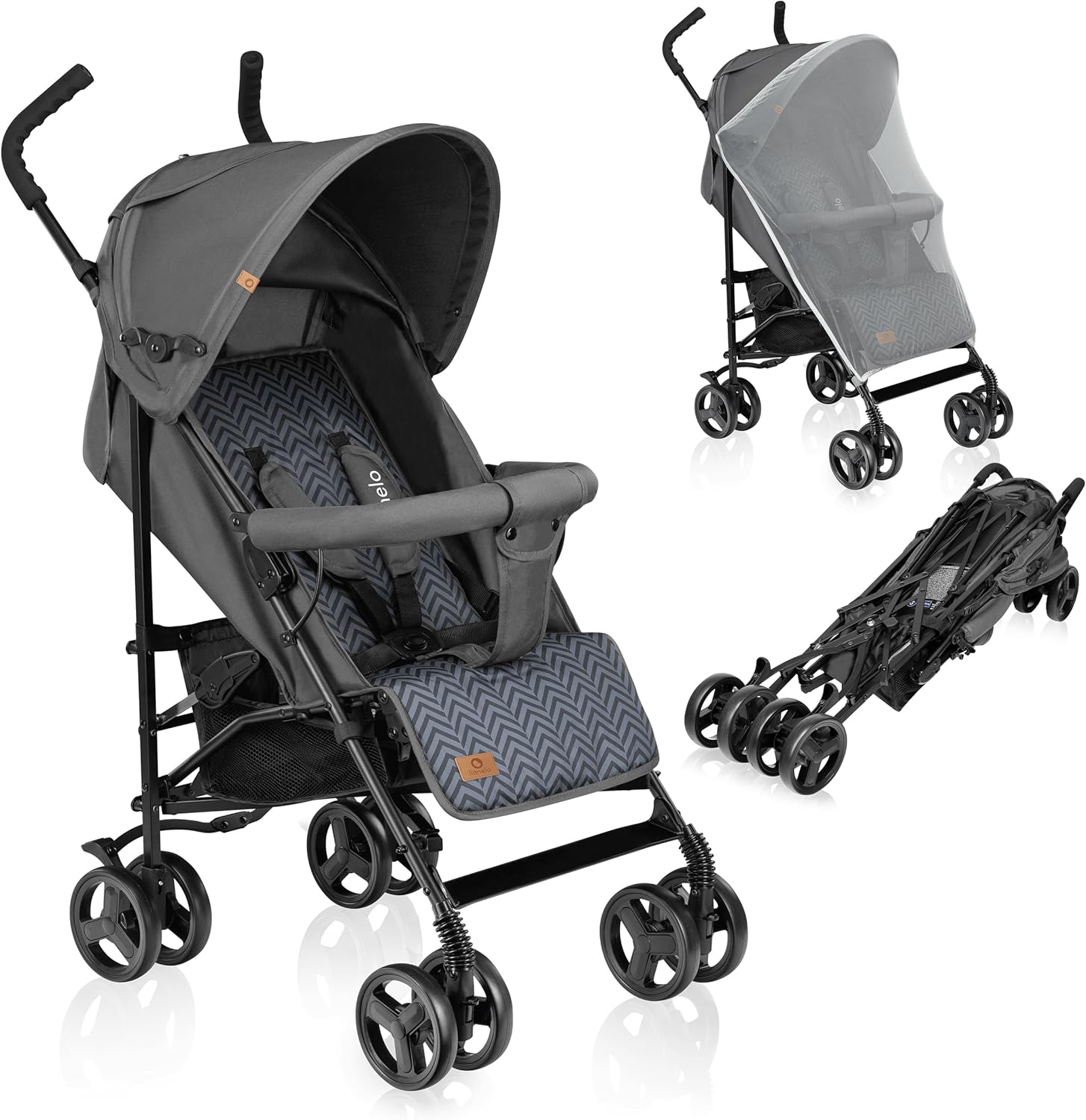 Lionelo ELIA Lightweight Stroller from 6 Months to 3 Years, Compact & Foldable Travel Pushchair with XXL Sunshade, 5-Point Safety Harness, Shock-Absorbent Wheels & Large Shopping Basket
