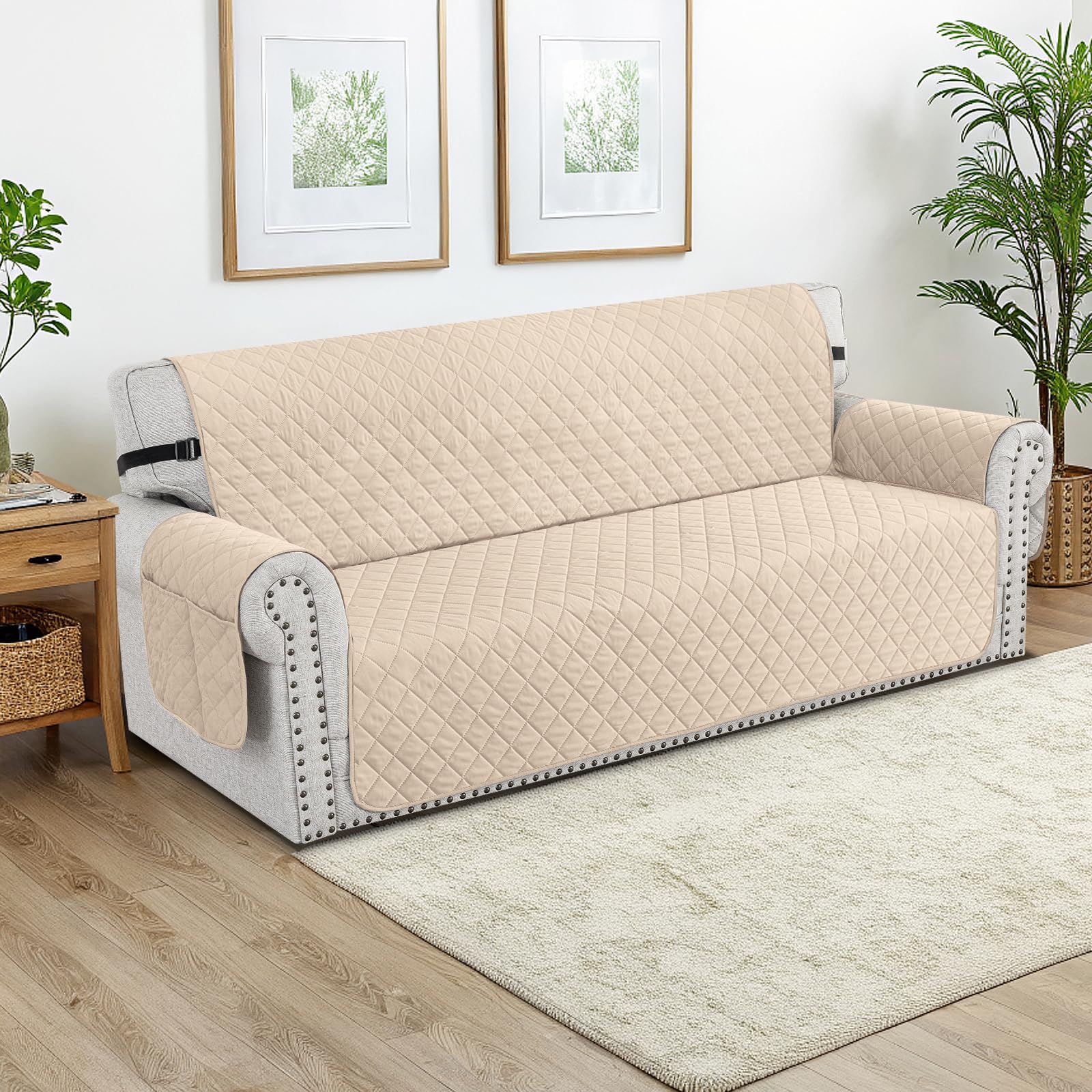 Housse De Canapé Imperméable Universelle 3 Places, Beige