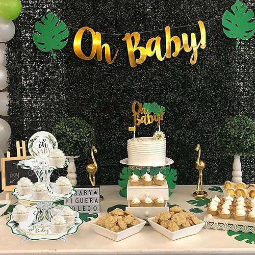 Miniatura 3 de Oh Baby - Soporte para cupcakes para baby shower, color verde salvia, para niños y niñas, baby shower, bienvenida, revelación de género, suministros