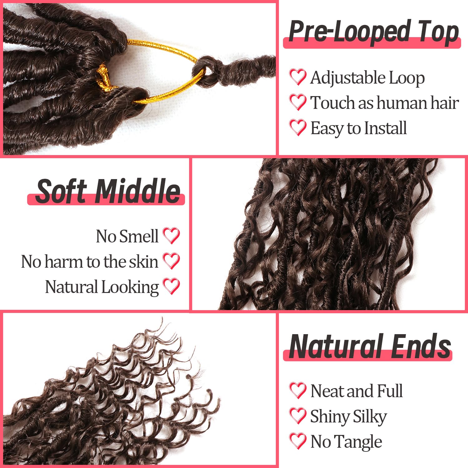Goddess Locs Crochet Hair-18 Inch 8 Packs Boho Faux Locs Crochet Hair for Black Women Pre Looped Soft Locs with Curly Ends (#4, 18 Inch(Pack of 8))